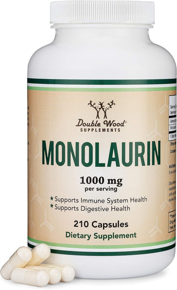 Monolaurin Immune Support Supplement 1,000mg per Serving, 210 Capsule Double Wood Supplements uk supplements