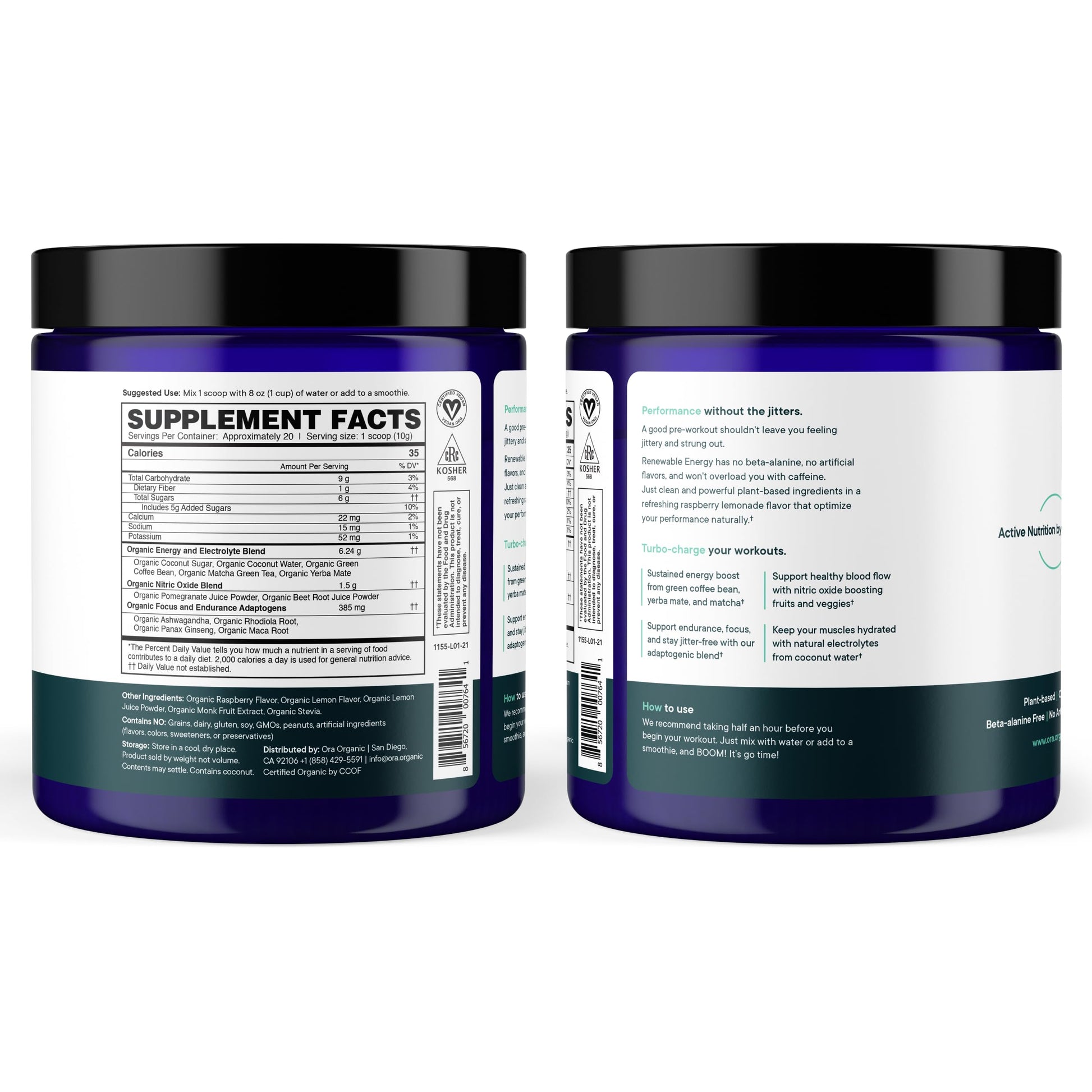 Ora Organic Natural Pre Workout Powder - Raspberry Lemonade Flavor- Provides Jitter Free Energy, Focus, Hydration, & Endurance - Vegan, Certified Organic, Soy, Dairy, & Gluten Free, 20 Servings Ora Organic uk supplements