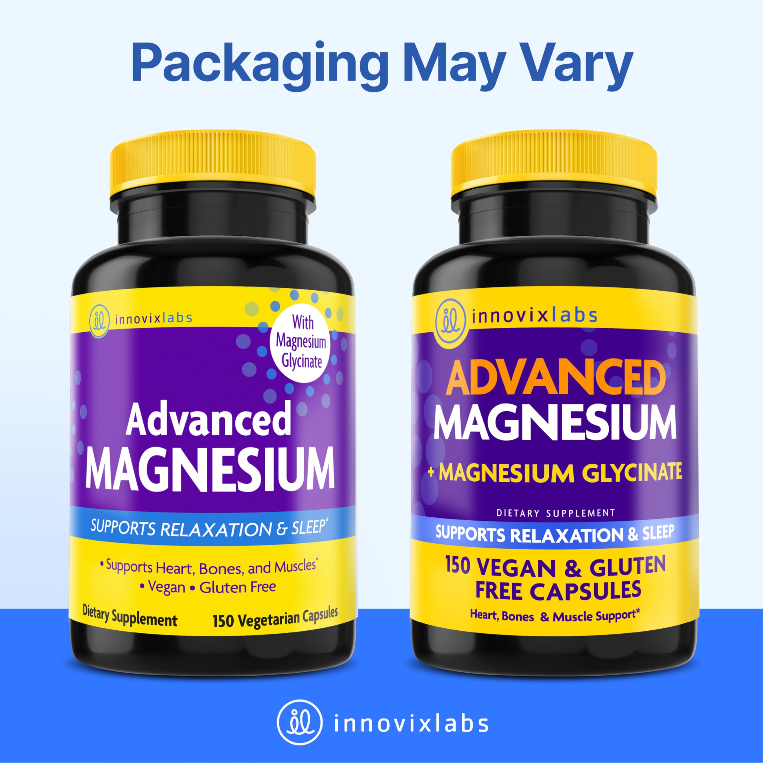 InnovixLabs Advanced Magnesium Capsules - 150 Ct, 210 mg - Chelated Glycinate and Malate - High Absorption, Promotes Relaxation, Bones, Muscle Health, Vegan Malate Sleep Supplement InnovixLabs uk supplements