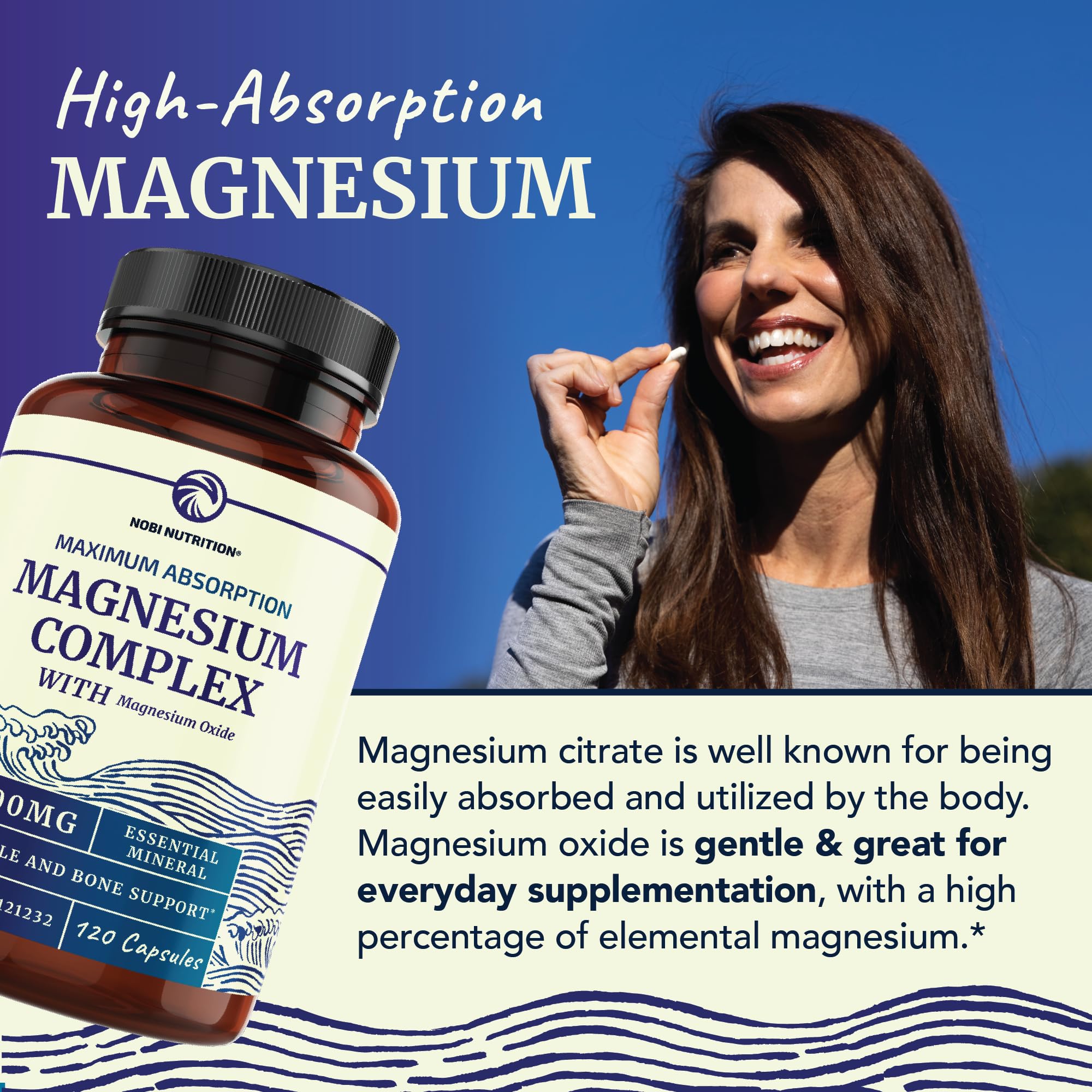 Magnesium Citrate Complex | 500 MG | High Absorption Formula | Calm, Relaxation Nobi Nutrition uk supplements