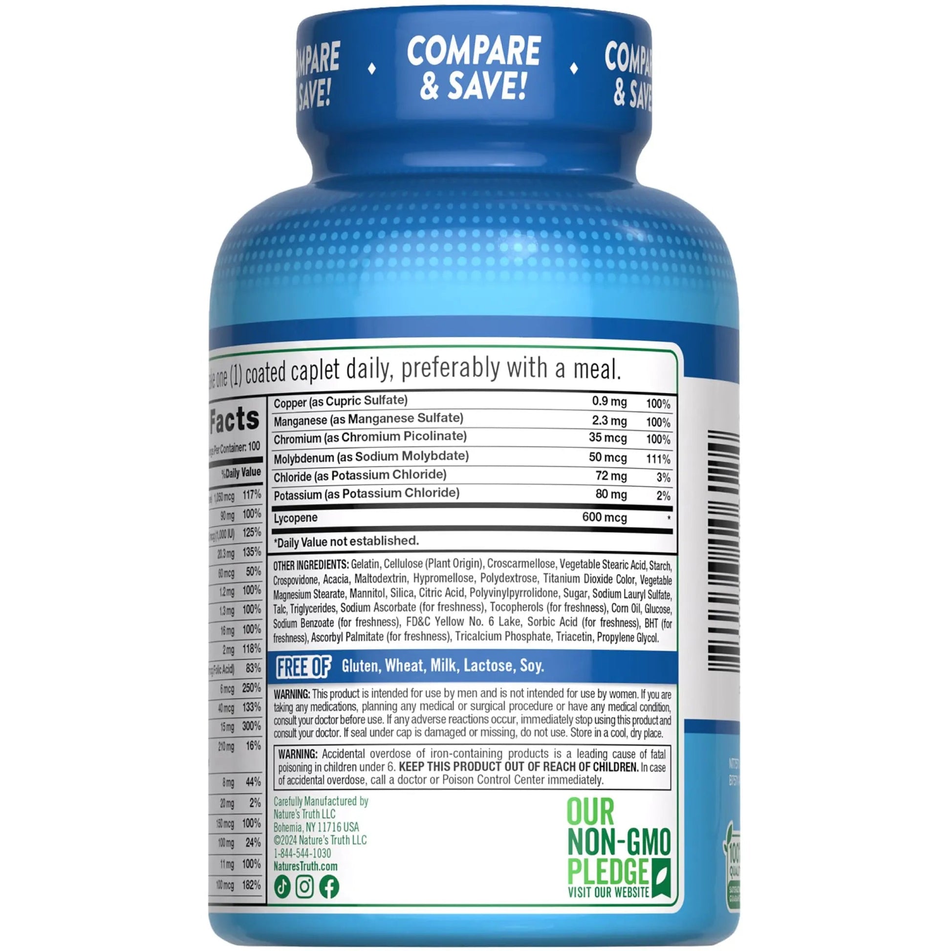 Nature's Truth Multivitamin for Men | with Iron, Vitamins A, C, D & E | 100 Caplets | Non-GMO & Gluten Free for Adults Nature's Truth uk supplements