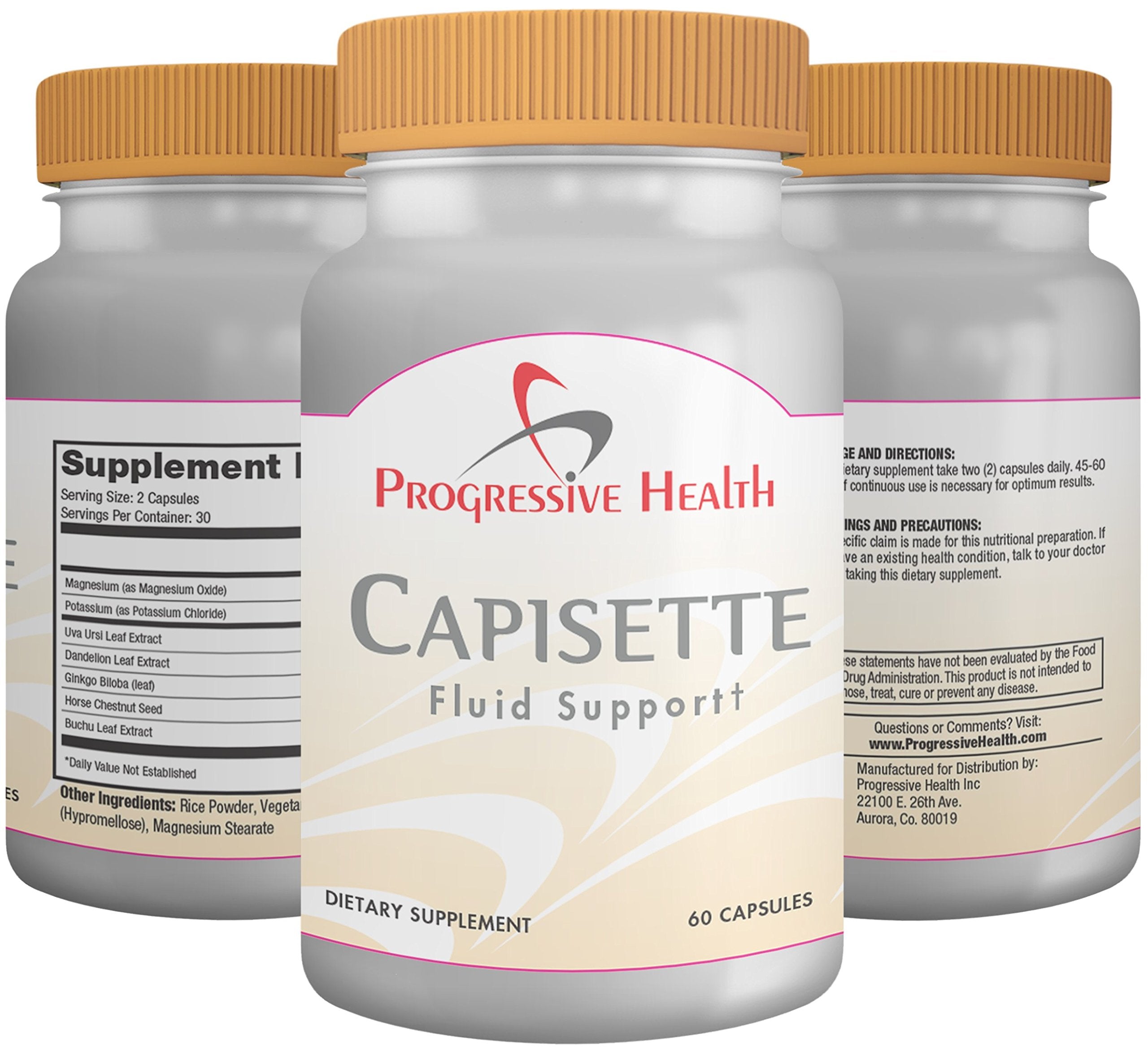 Capisette Water Retention Support - Reduces Swollen Feet, Ankles, and Legs - Reduce Progressive Health uk supplements