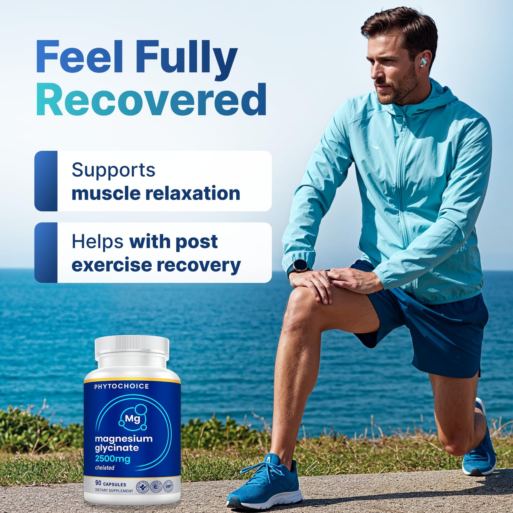 Magnesium for Sleep & Recovery – High Potency 2500mg Magnesium Glycinate for Men & Women, Chelated for High Absorption, Supports Deep Rest, Nerve & Muscle Recovery, Made in USA, 1 Month Supply PHYTOCHOICE uk supplements