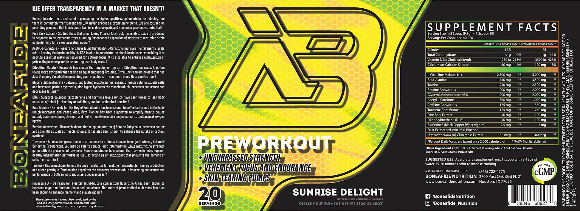 Boneafide Preworkout (Sunrise Delight) Boneafide Nutrition uk supplements