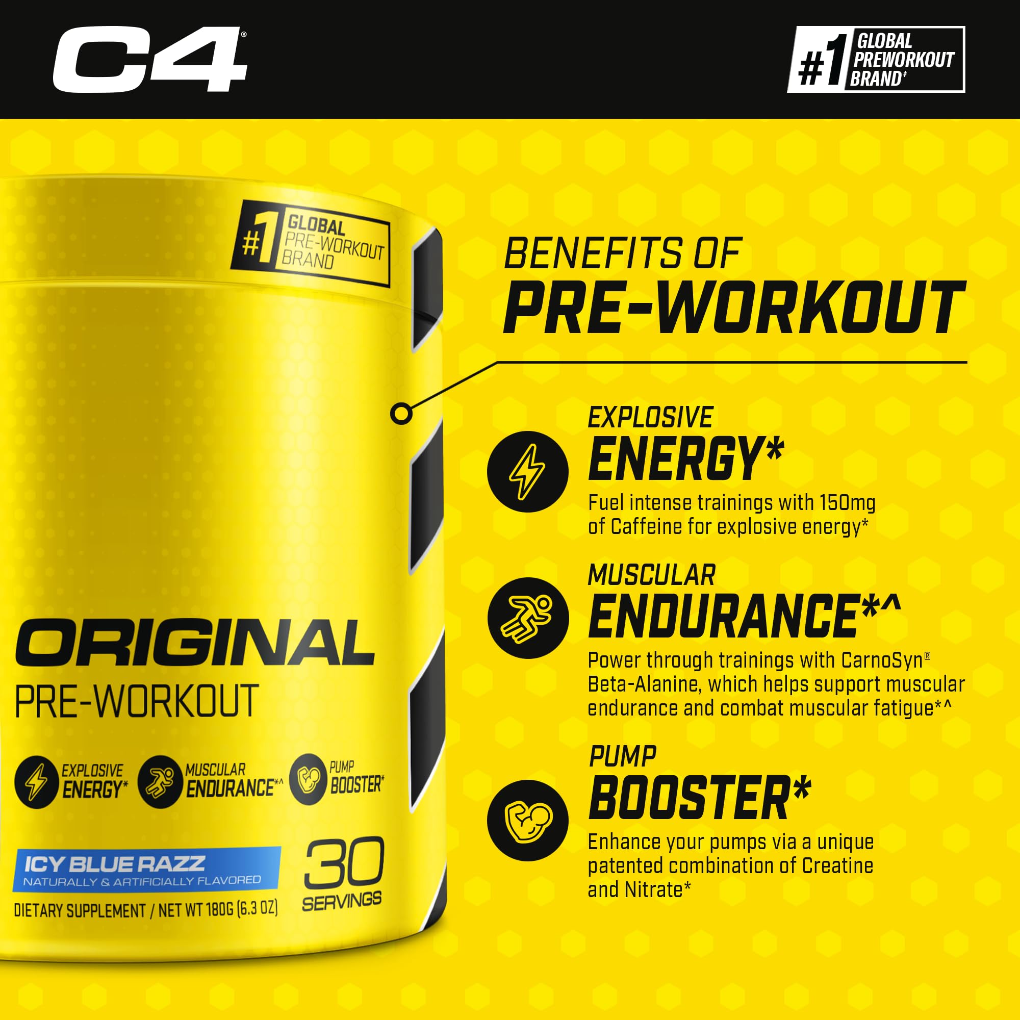 Cellucor Pre Workout & Creatine Bundle, C4 Original Pre Workout Powder, Icy Blue Razz Cellucor uk supplements
