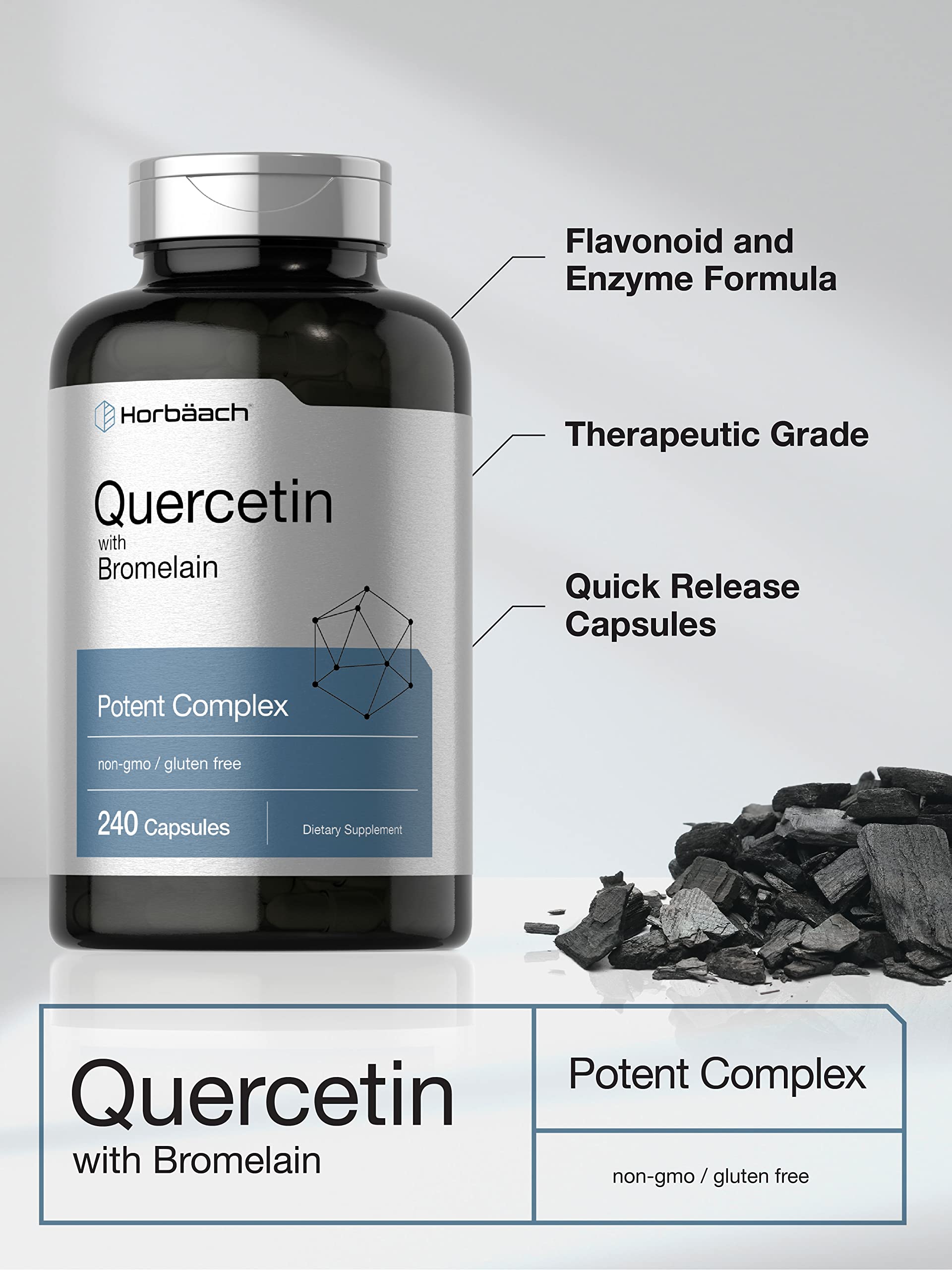 Quercetin with Bromelain Supplement | 240 Capsules | Non-GMO and Gluten Free Horbäach uk supplements