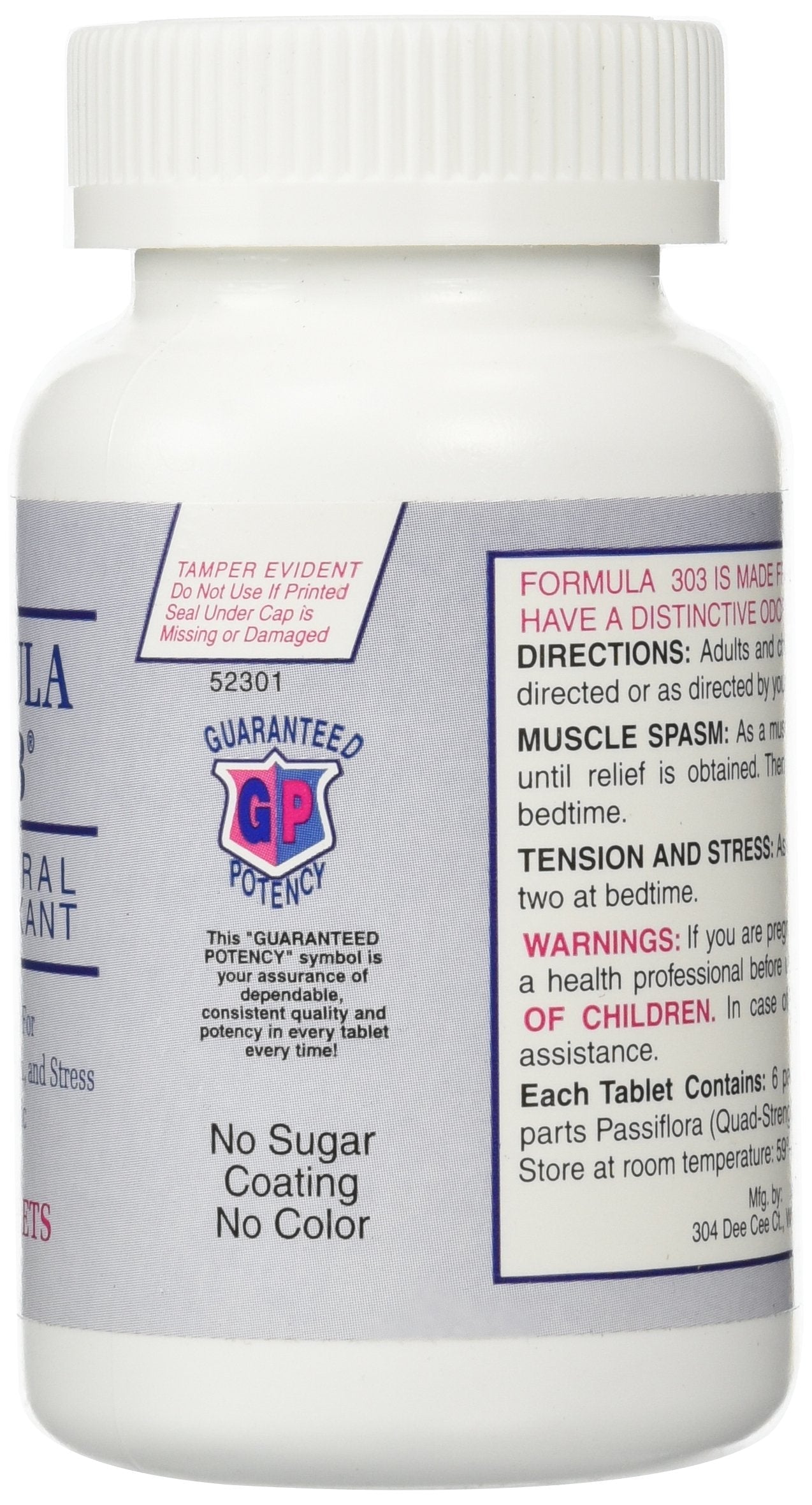 Dee Cee Labs Formula 303 Maximum Strength All-Natural Relaxant Tablets, 250 Tablets; All-Natural Relaxant containing Magnesium for Sore Muscles, Passion Flower, and Valerian Root Dee Cee Laboratories uk supplements