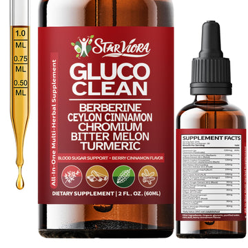 StarViora Gluco Clean Sugar-Free Herbal Blend with Berberine & Chromium, Bitter Melon, Ginseng and Alpha Lipoic Acid for Daily Wellness StarViora uk supplements