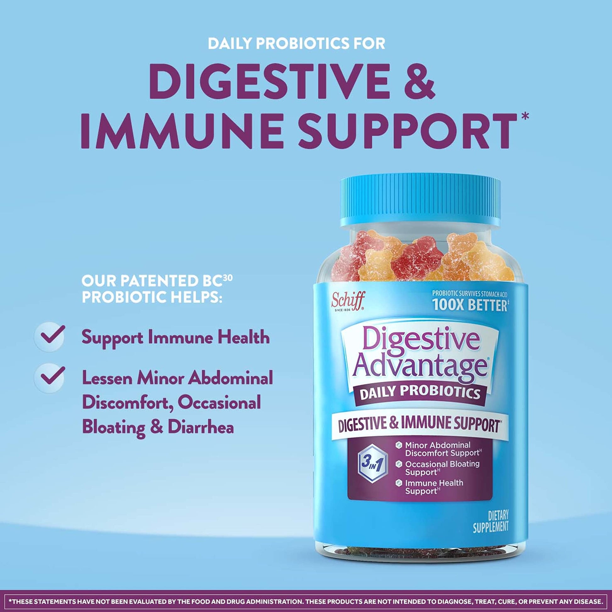Vitafusion Fiber Well Sugar Free Fiber Supplement & Digestive Advantage Probiotic Vitafusion uk supplements
