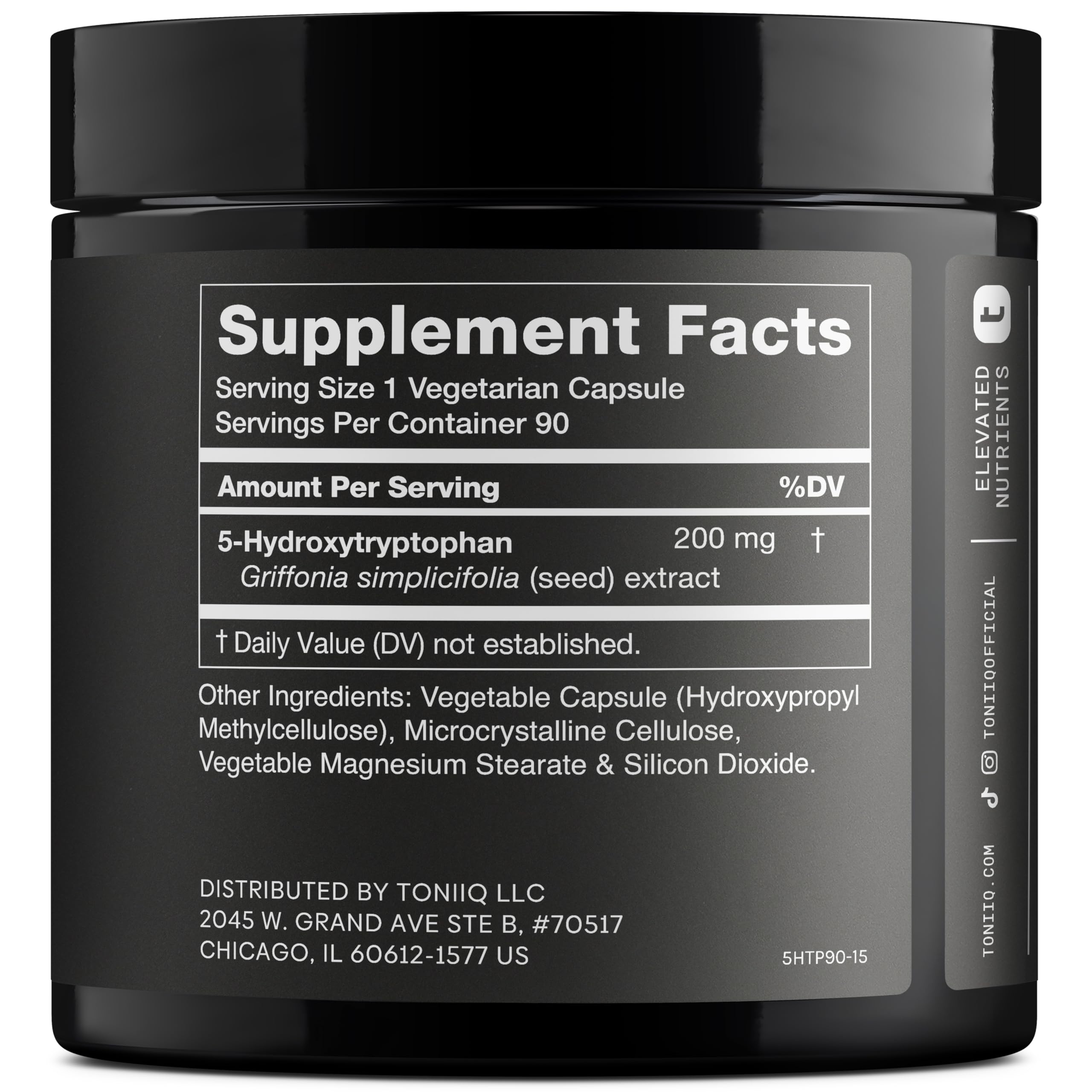 Toniiq Ultra High Strength 5HTP Capsules - 99%+ Highly Purified and Bioavailable - 12:1 Concentrated Extract - 200mg - 90 Veggie Capsules Toniiq uk supplements
