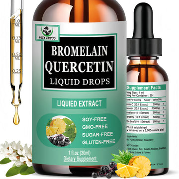 Quercetin Liquid Drops, Quercetin with Bromelain Elderberry Nettle Leaf Vitamin C Liquid Supplements, High Absorption Quercetin Liquid Drops for Women Men, Healthy Immune Antioxidant Support, Non-GMO Vita letuo uk supplements
