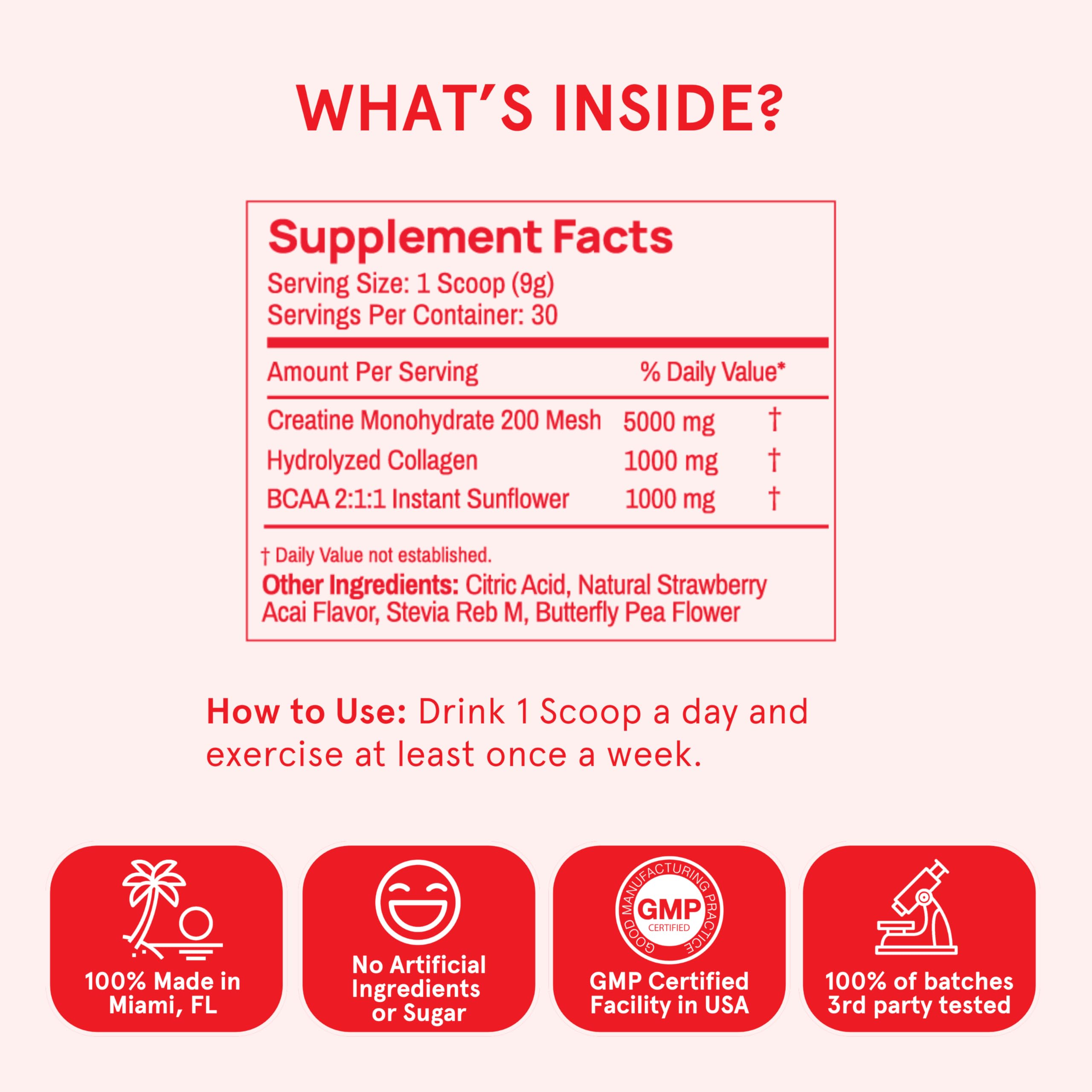 Peach Perfect Creatine Blend for Women – Micronized Creatine Monohydrate with BCAA & Collagen for Glute Strength Support – Strawberry Acai – 30 Servings Peach Perfect uk supplements