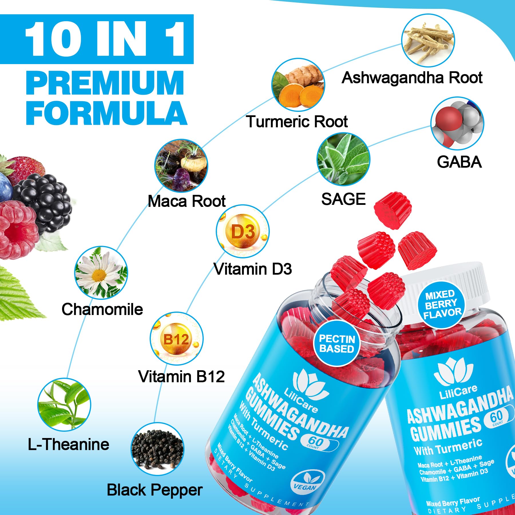 EnvyDeal 2 Pack Ashwagandha Gummies for Immune Support, 2000mg Organic Ashwa EnvyDeal uk supplements