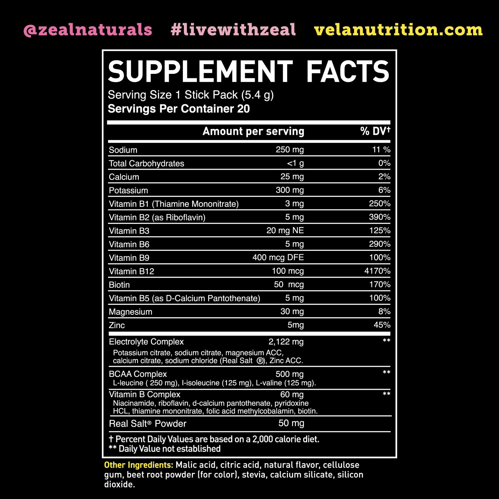 Enhanced Powder Stick Packs (Lemon Berry - 20 Packets) Sugar Free + BCAA B-Vitamins Zeal Naturals uk supplements