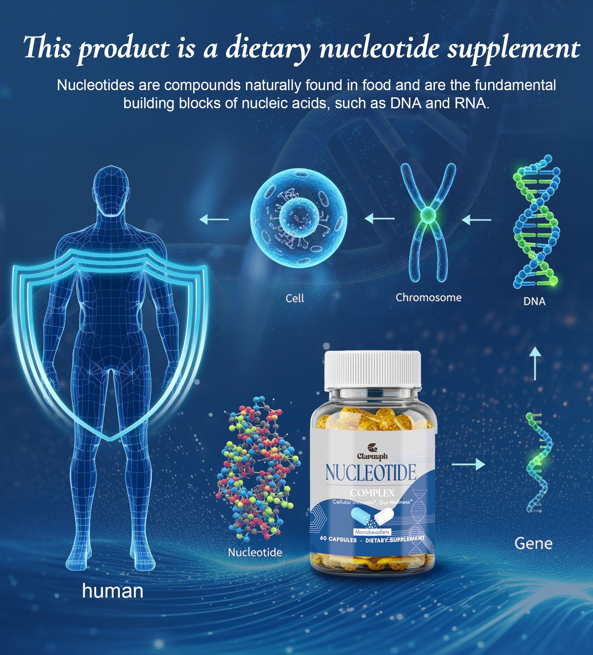 Clarusph Immunity* Supplement, Immune* Nucleotide Complex Blend 400mg Including AMP, CMP, GMP, UMP, Nucleo Immune*, 120 Capsules Clarusph uk supplements