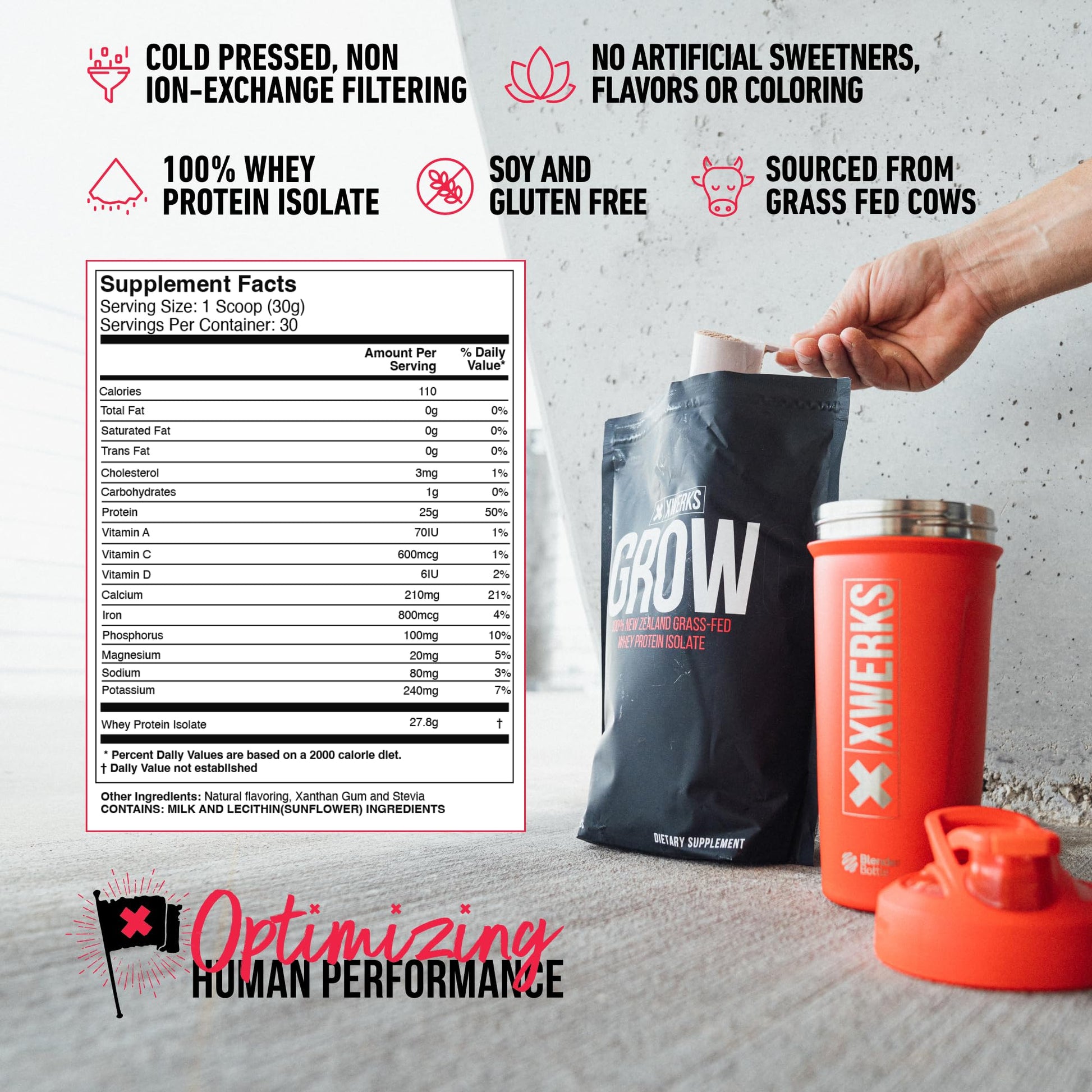 Xwerks Grow 100% New Zealand Grass-Fed Whey Protein - 25g of Pure Isolate Protein Xwerks uk supplements