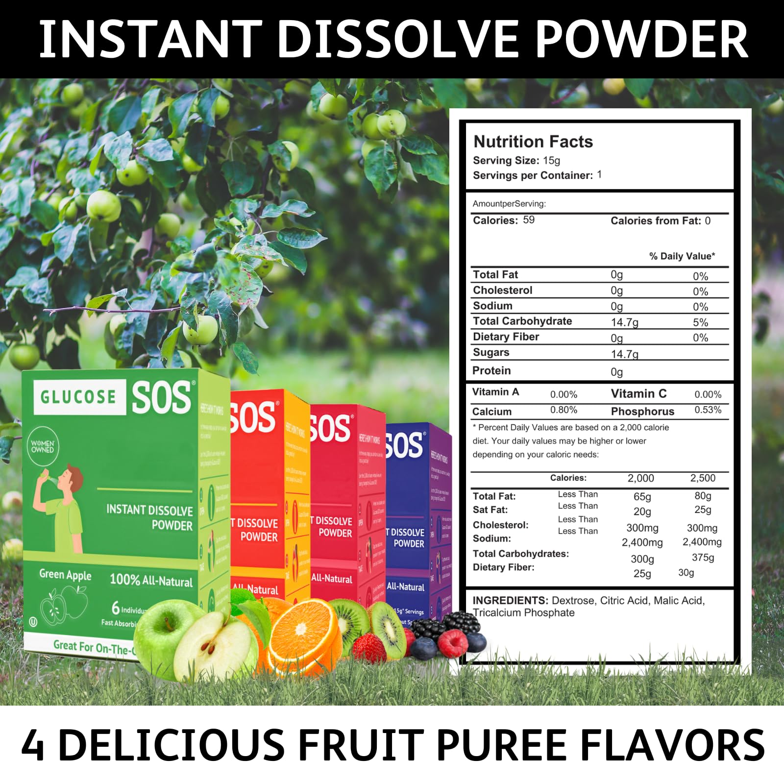Glucose SOS Glucose Powder Packets with Natural Dextrose, Fast-Absorption That Instantly Dissolves in Your Mouth with No Water Needed, Sweet & Tangy 12 Servings Glucose SOS uk supplements