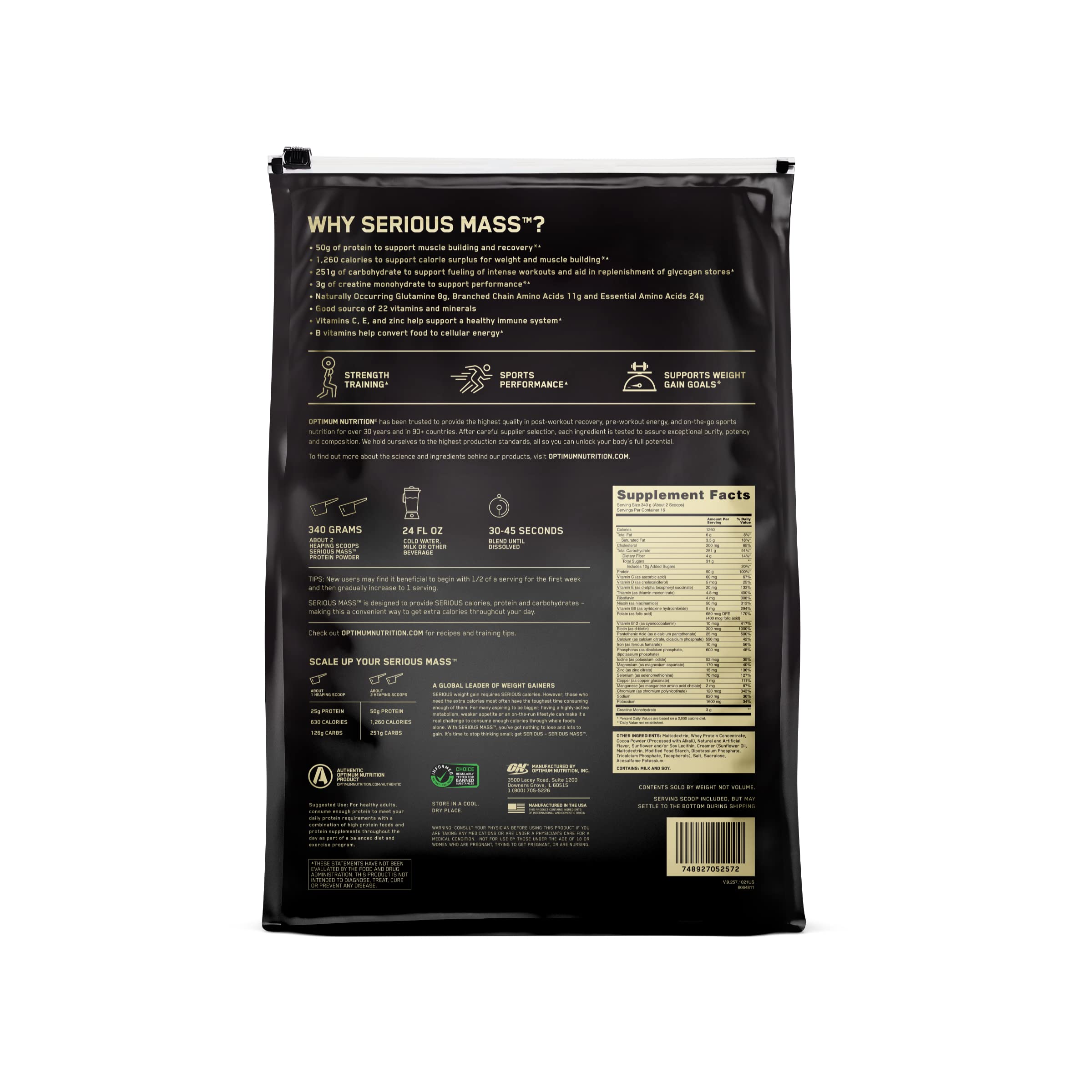 Optimum Nutrition Serious Mass, Weight Gainer Protein Powder for Muscle Gain, Added Optimum Nutrition uk supplements