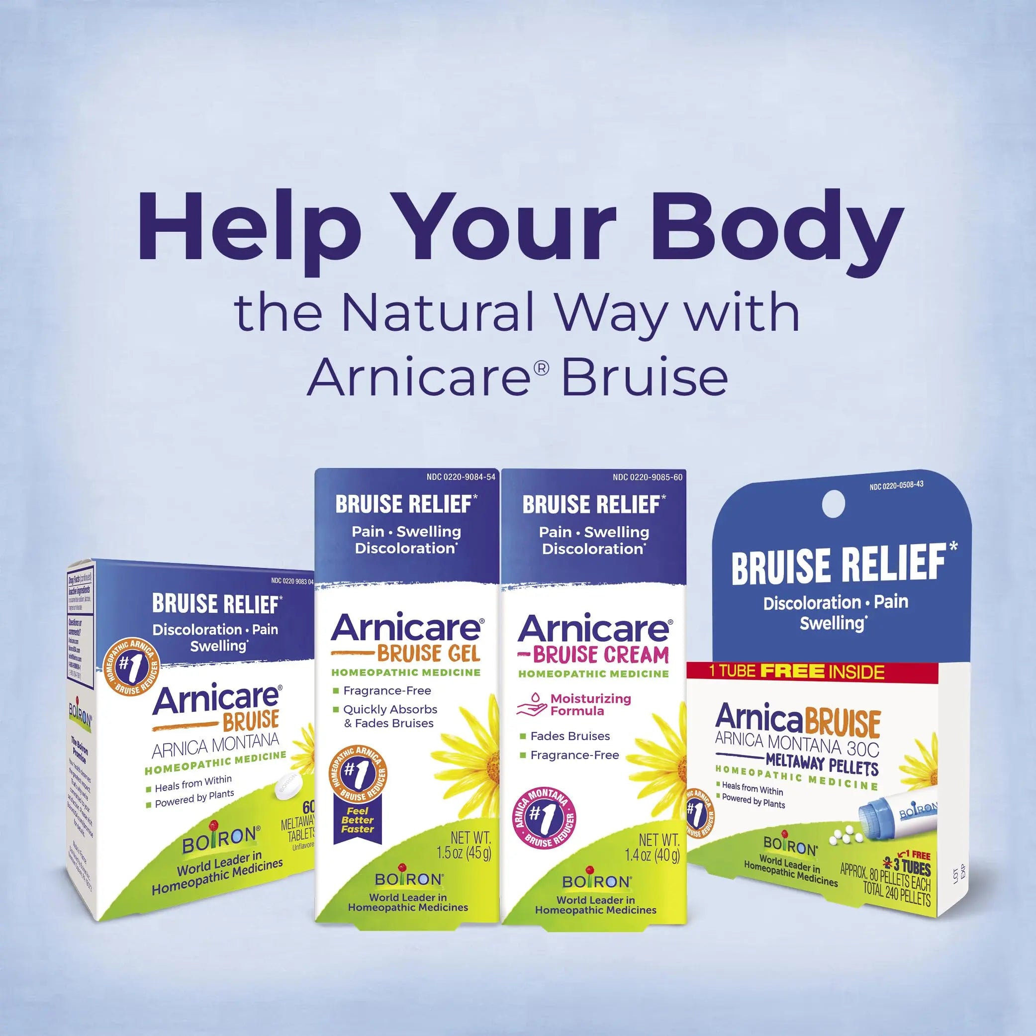 Boiron Arnicare Bruise for Relief of Pain or Swelling from Injuries, and Discoloration of Bruises - 60 Tablets Boiron uk supplements