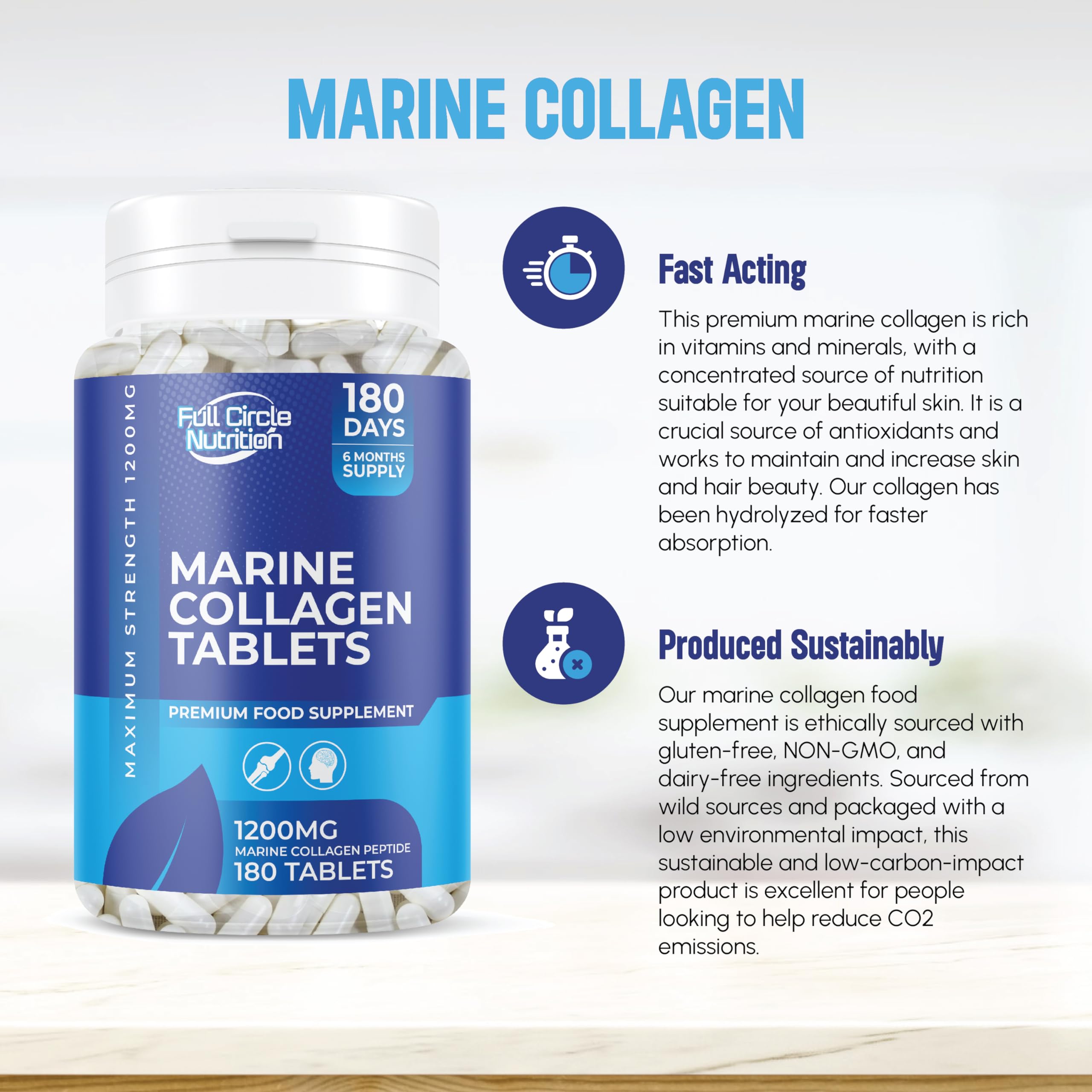 Marine Collagen Tablets 1200MG - 2400MG - 180 Days Supply Generic uk supplements