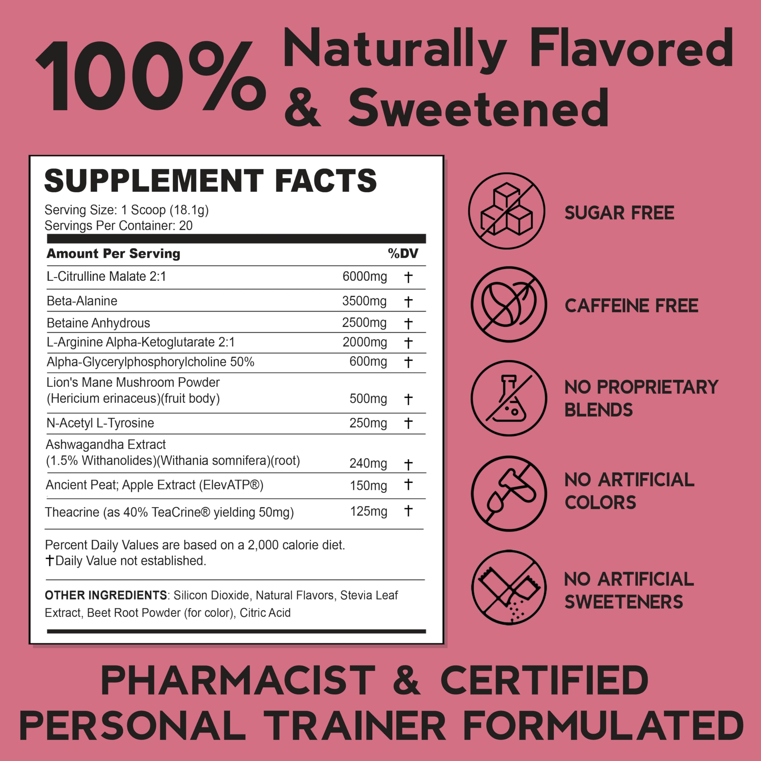 THENTIC Caffeine Free Pre Workout - Naturally Flavored & Sweetened Nootropic Non-Stim THENTIC uk supplements