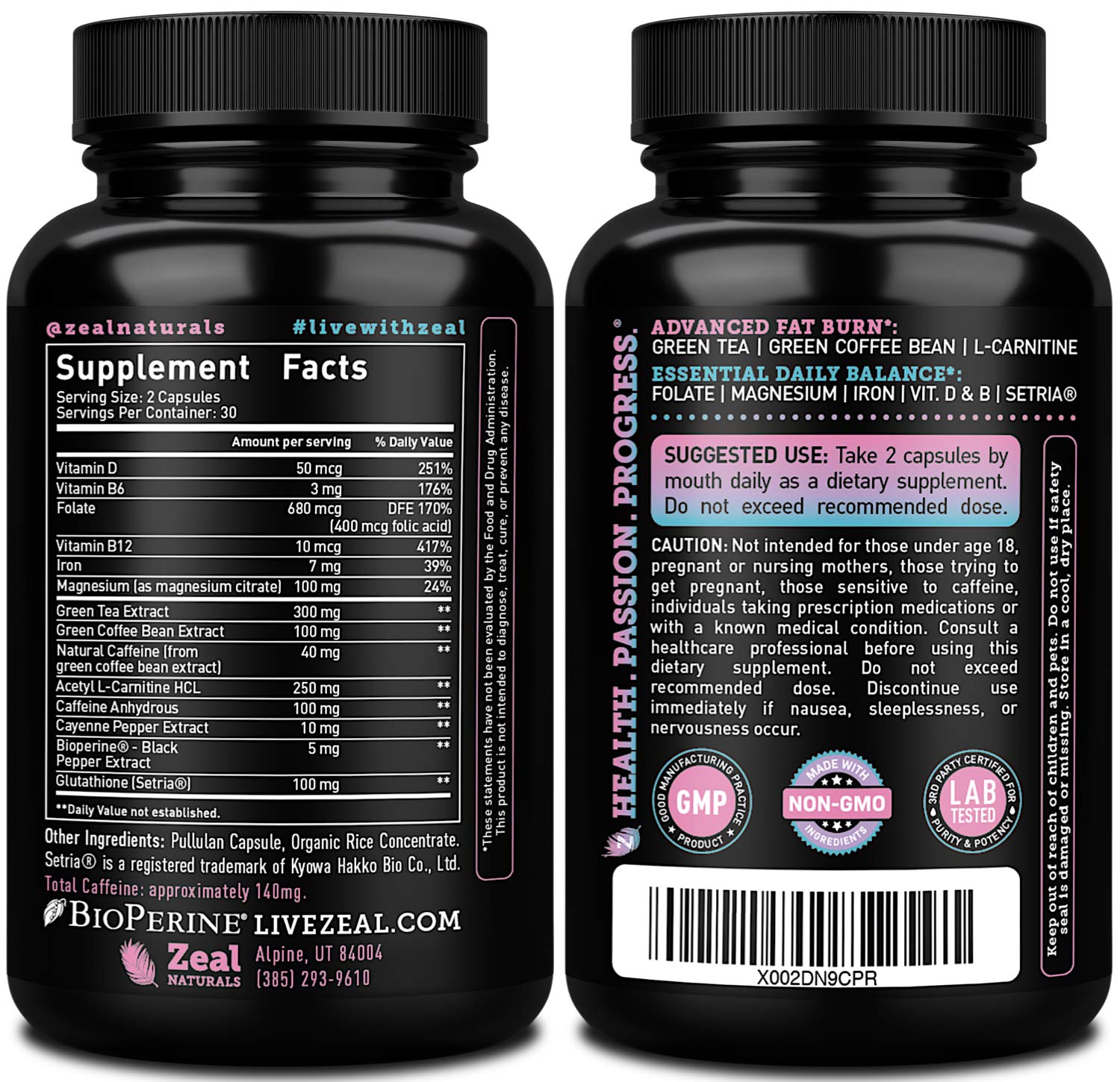 Zeal Naturals Weight Loss Support for Women + Daily Balance Vitamins (Iron, Vitamin D, Setria®, Folate) Premium Diet Support Pills for Women+ Multivitamin and Hormone Support Zeal Naturals uk supplements