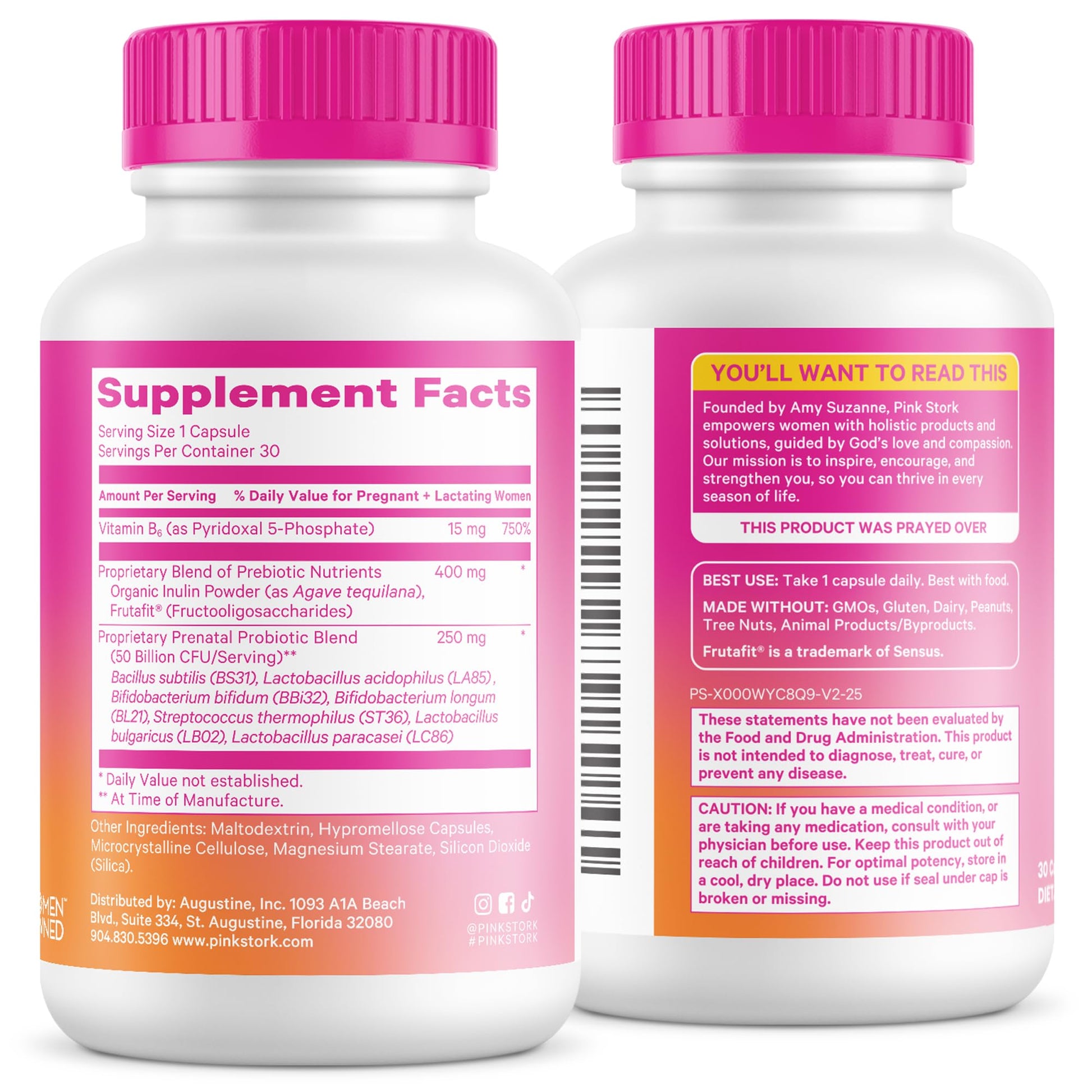 Pink Stork Prenatal Probiotic for Women with 50 Billion CFU | Vitamin B6 & Prebiotics | Pregnancy Probiotics for Morning Sickness | Digestive, Immune, & Gut Health | Vegan & Gluten-Free | 30 Capsules Pink Stork uk supplements