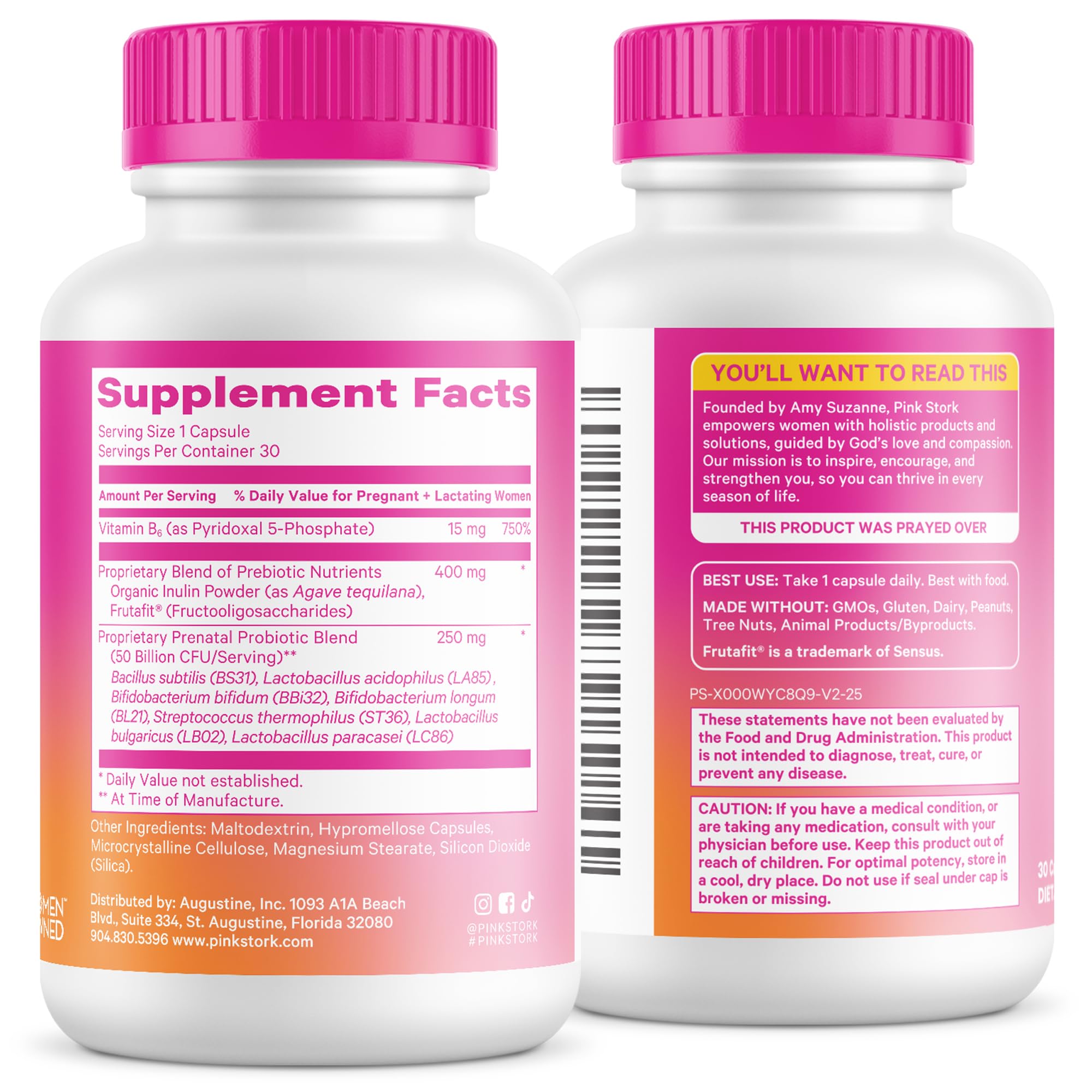 Pink Stork Prenatal Probiotic for Women with 50 Billion CFU | Vitamin B6 & Prebiotics | Pregnancy Probiotics for Morning Sickness | Digestive, Immune, & Gut Health | Vegan & Gluten-Free | 30 Capsules Pink Stork uk supplements