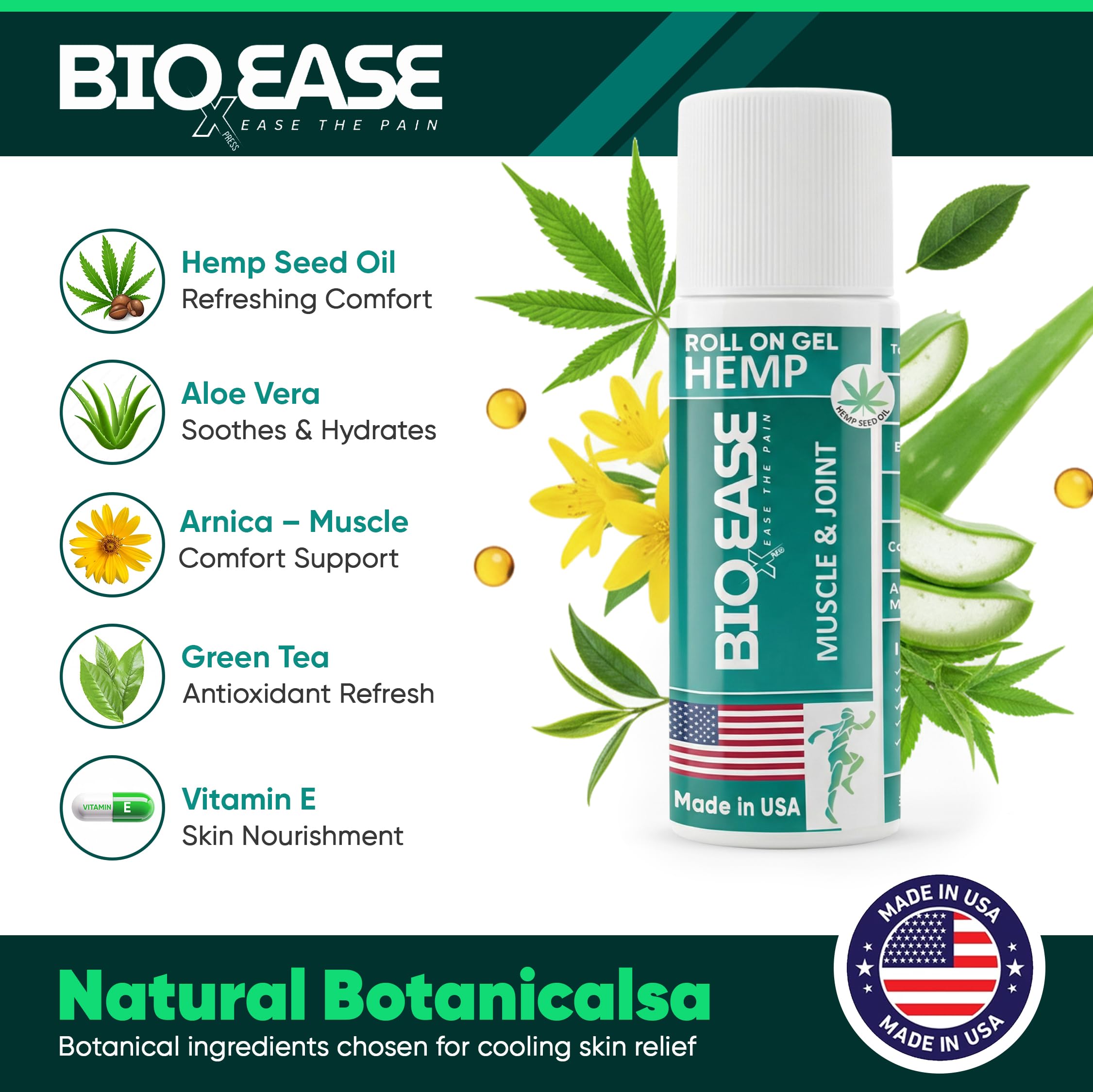 BioXPressEase Fast-Acting Hemp Pain Relief Roll On - Highly Effective, Cool & Topical Pain Relief Extra Strength for Muscle, Joint, & Back – Easy Roll On Maximum Strength - Made in USA BIOXPRESSEASE uk supplements