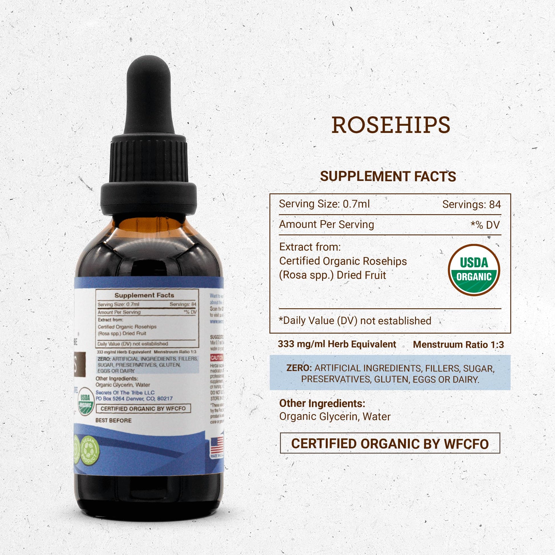 Secrets of the Tribe Rosehips USDA Organic | Alcohol-Free Extract, High-Potency Herbal Drops | Made from 100% Certified Organic Rosehips (Rosa spp.) Dried Fruit (2 oz) Secrets of the Tribe uk supplements