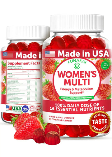 Lunakai USA Made Womens Multivitamin Gummies - Delicious Daily Dose with 16 Multi Vitamins for Women Lunakai uk supplements