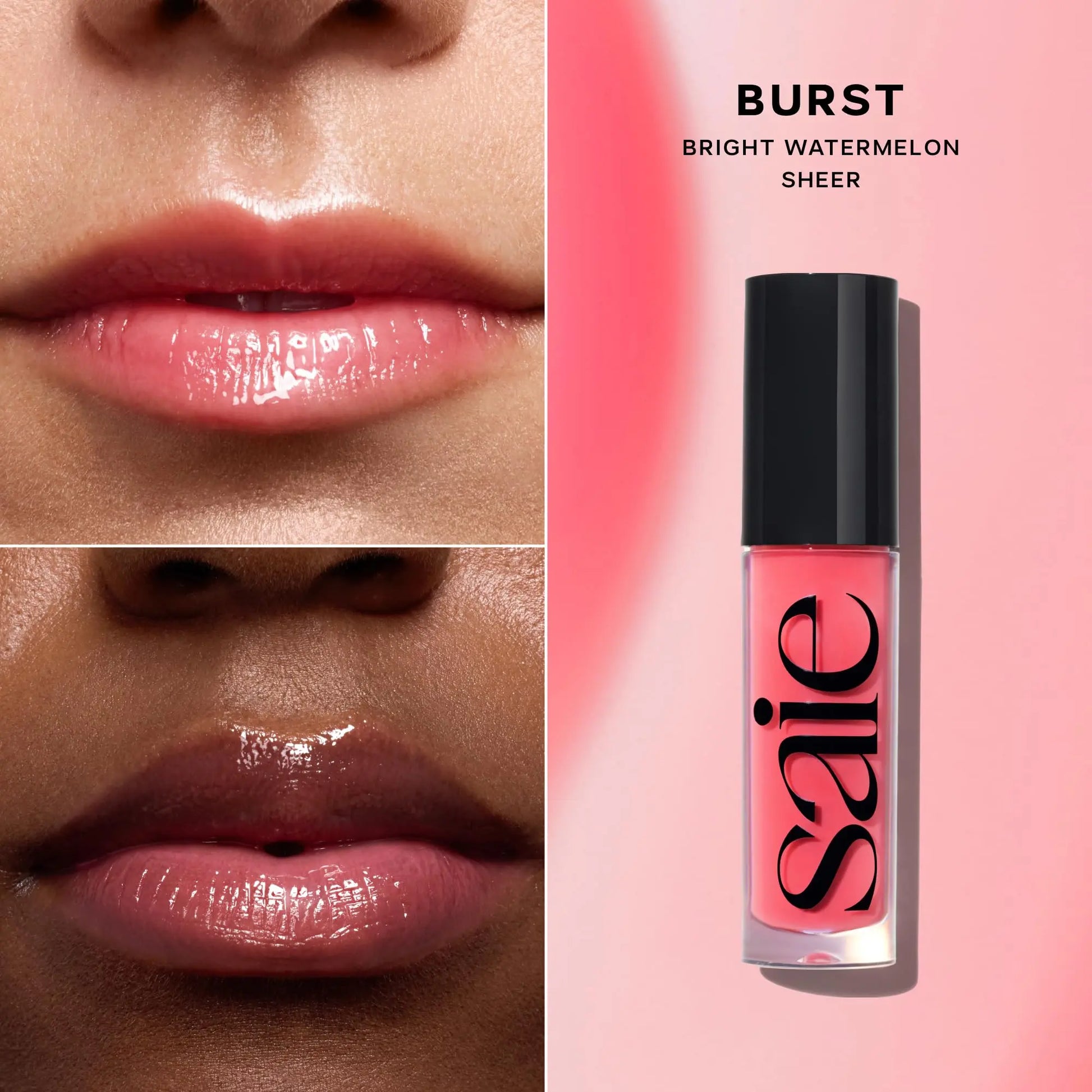 Saie Dewy Glow Duo - Dew Liquid Blush - (.40 oz, Flirty), Glossybounce Lip Gloss-Oil Hybrid (.17 oz, Burst) - Hydrating, Vegan Makeup for Radiant Cheeks & Lips Saie uk supplements