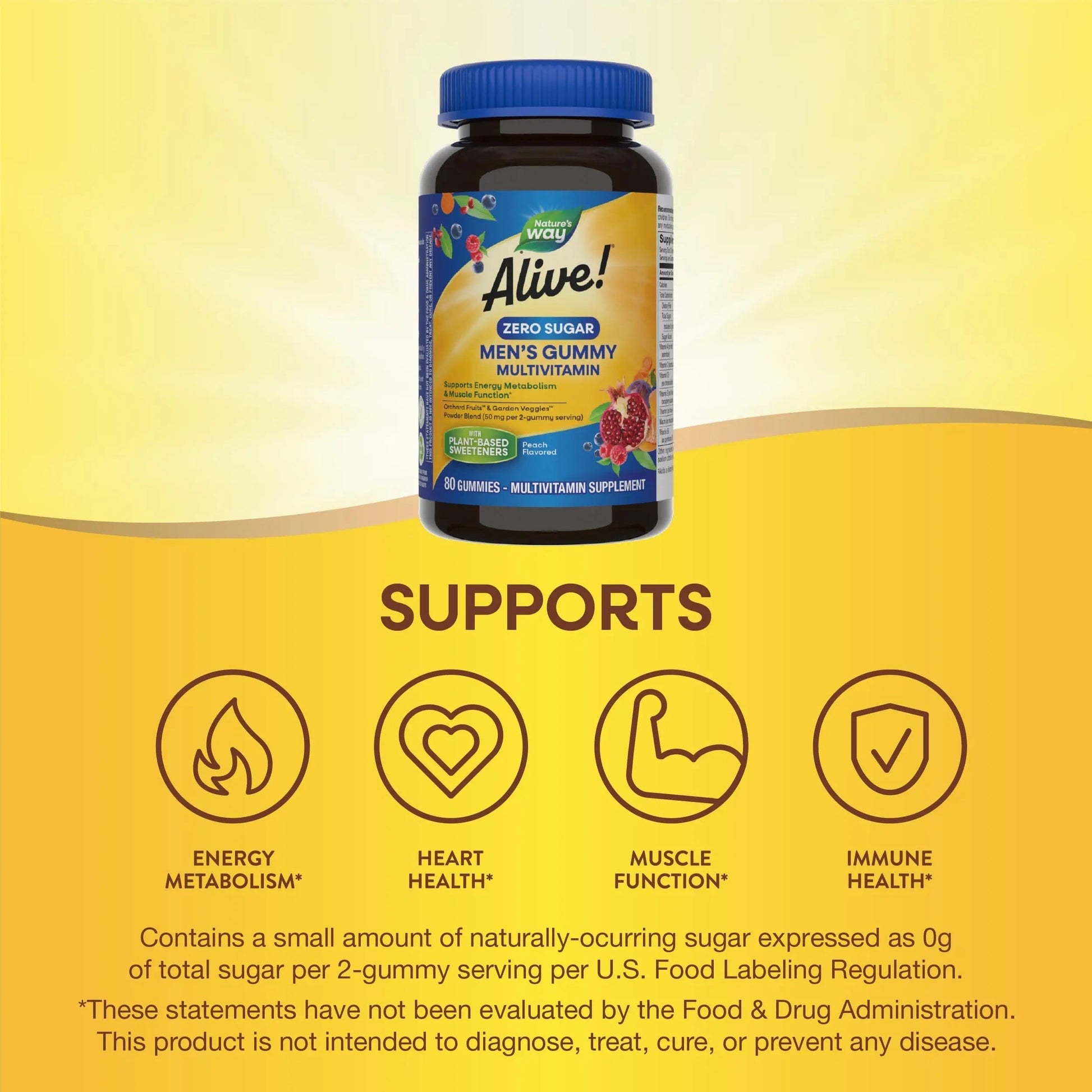 Nature’s Way Alive! Zero Sugar Men's Gummy Multivitamins, Energy Metabolism*, Muscle Function*, B-Vitamins Nature's Way uk supplements