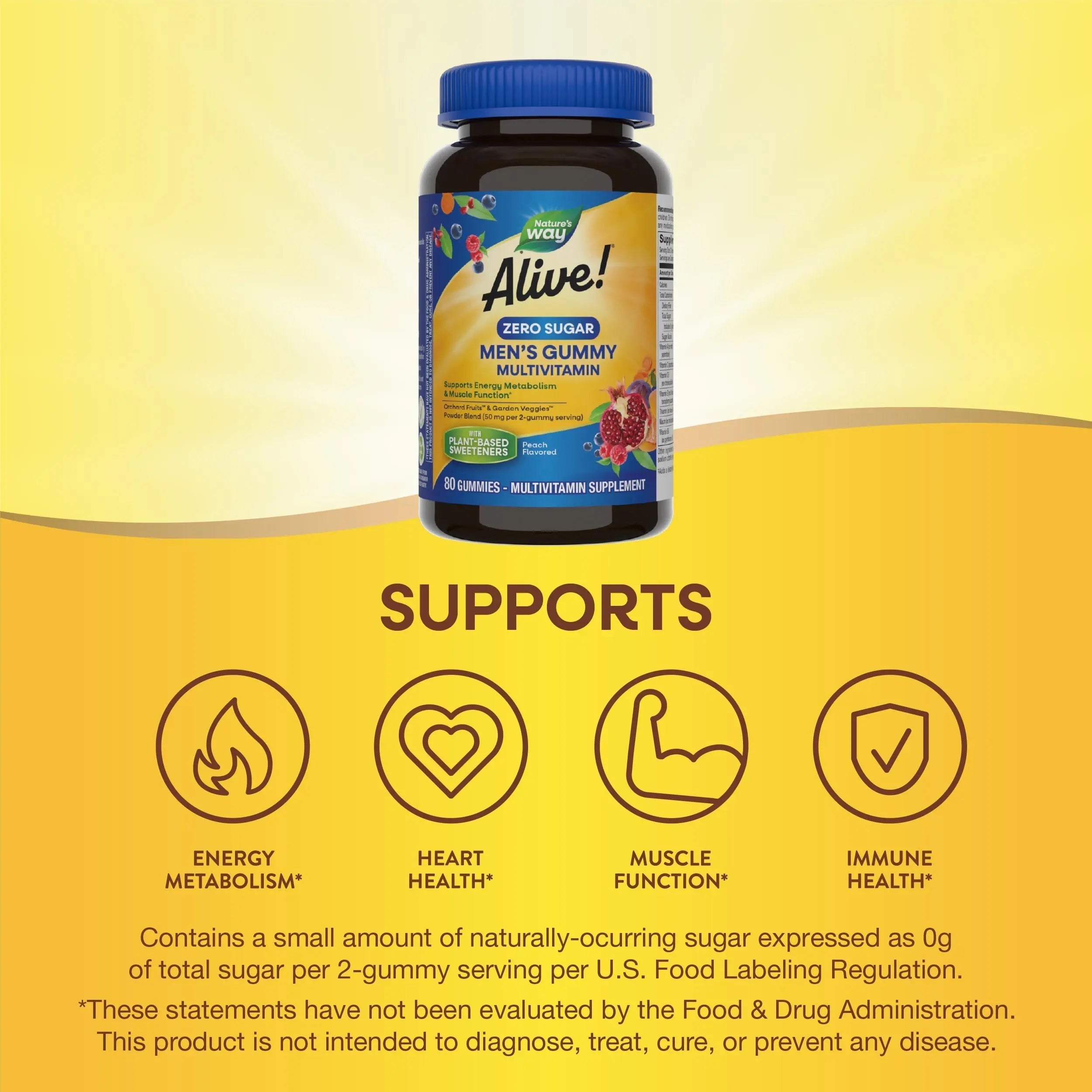 Nature’s Way Alive! Zero Sugar Men's Gummy Multivitamins, Energy Metabolism*, Muscle Function*, B-Vitamins Nature's Way uk supplements