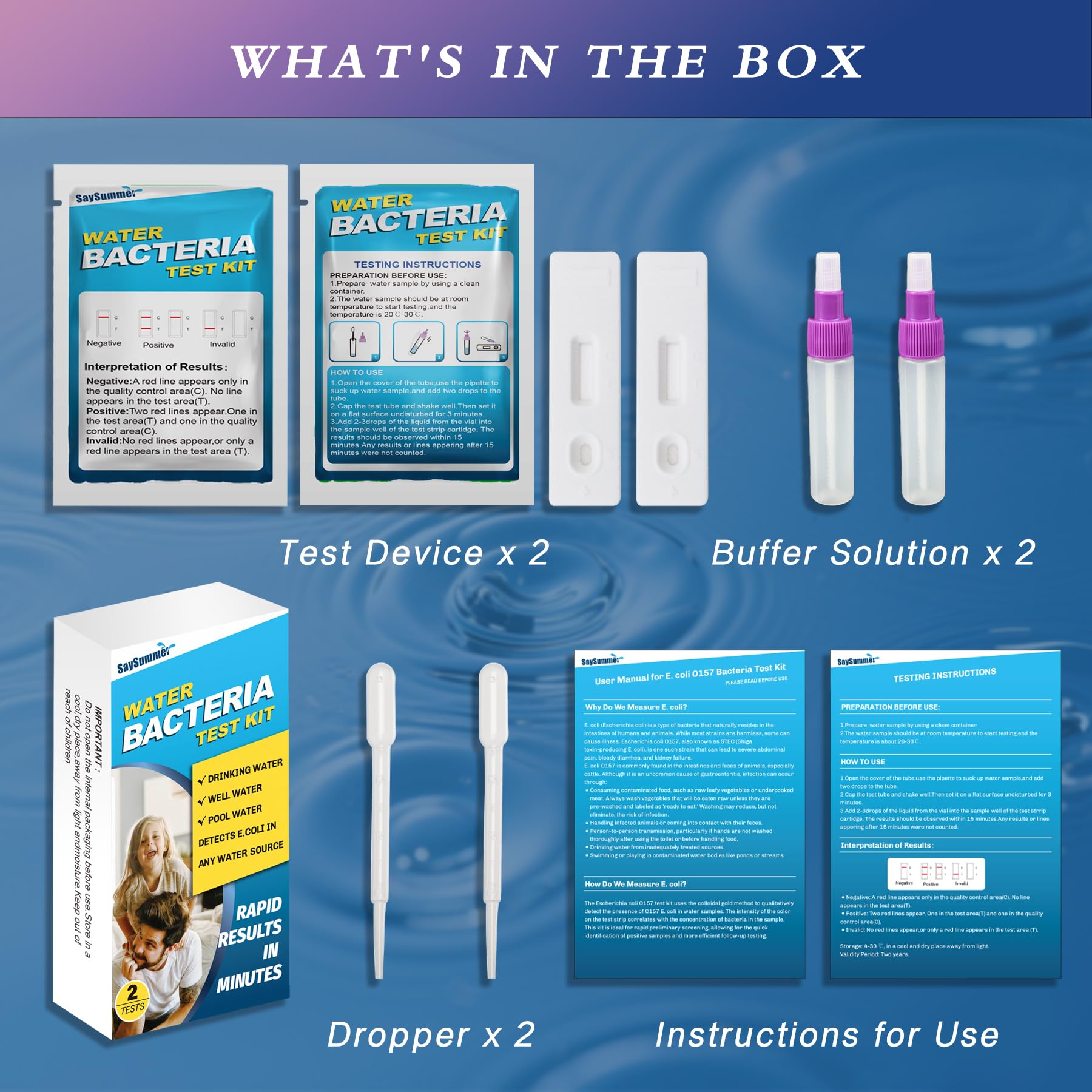 Water Bacteria Test Kit for Drinking Water: Results in 15 Minutes Coliform Bacteria Water Test Kit 2 Counts for Any Water Source Including Well Water Pool Water SaySummer uk supplements