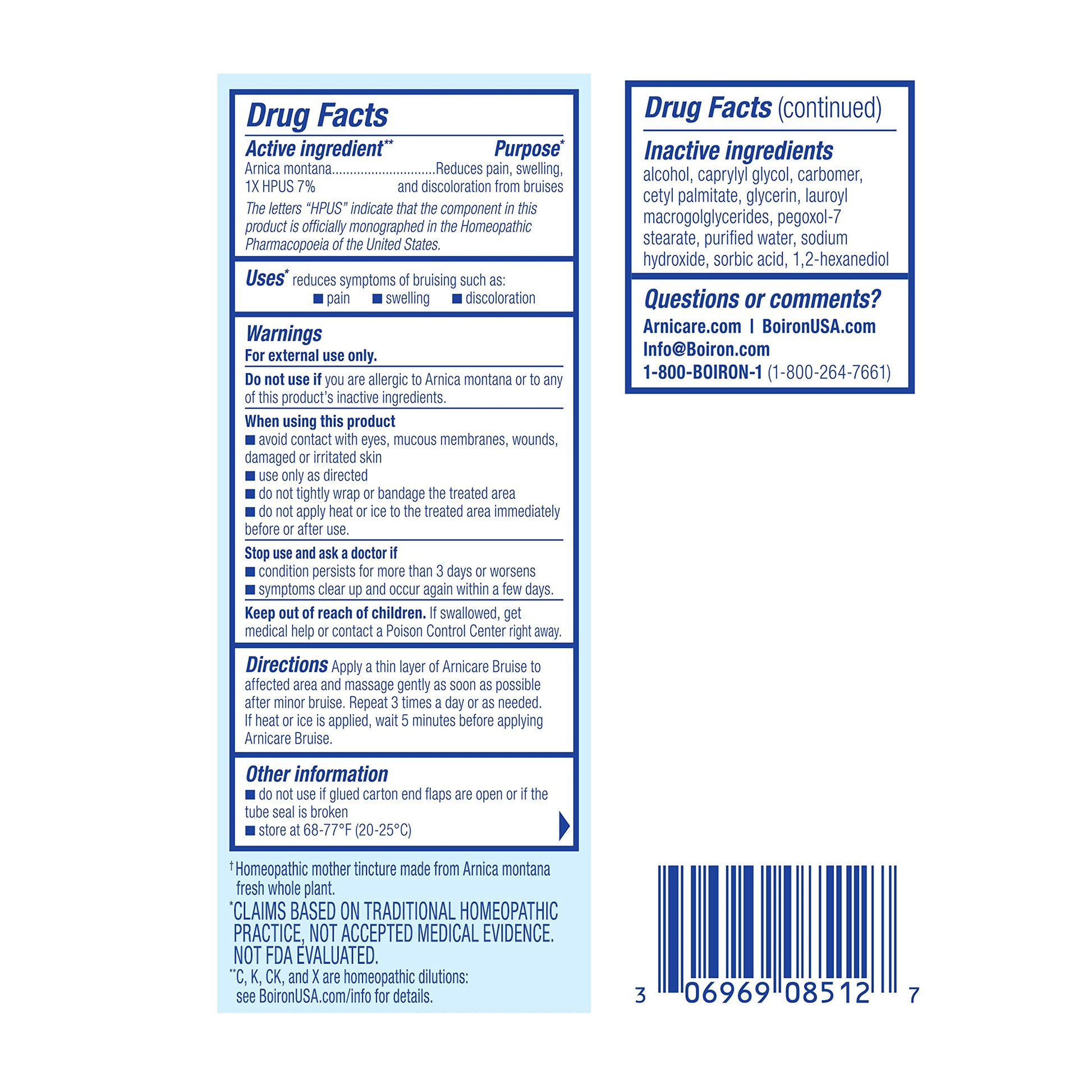 Boiron Arnicare Bruise Cream for Pain Relief from Bruising and Swelling or Discoloration from Injury - 1.4 oz Boiron uk supplements