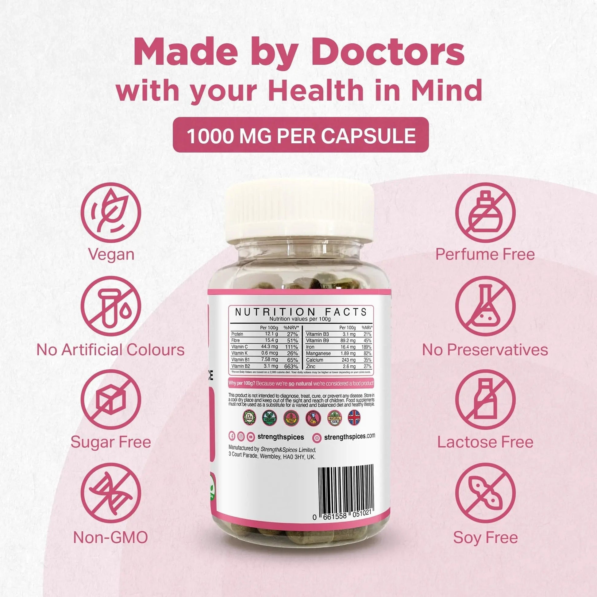 Strength & Spices Hormone Balance 100% Natural Estrogen Supplement – 12 Ingredients w Dong Quai - 60 Vegan UK Made 1000mg Capsules – Fertility and Menstrual Comfort STRENGTH & SPICES100% Natural Vegan Food Supplements uk supplements