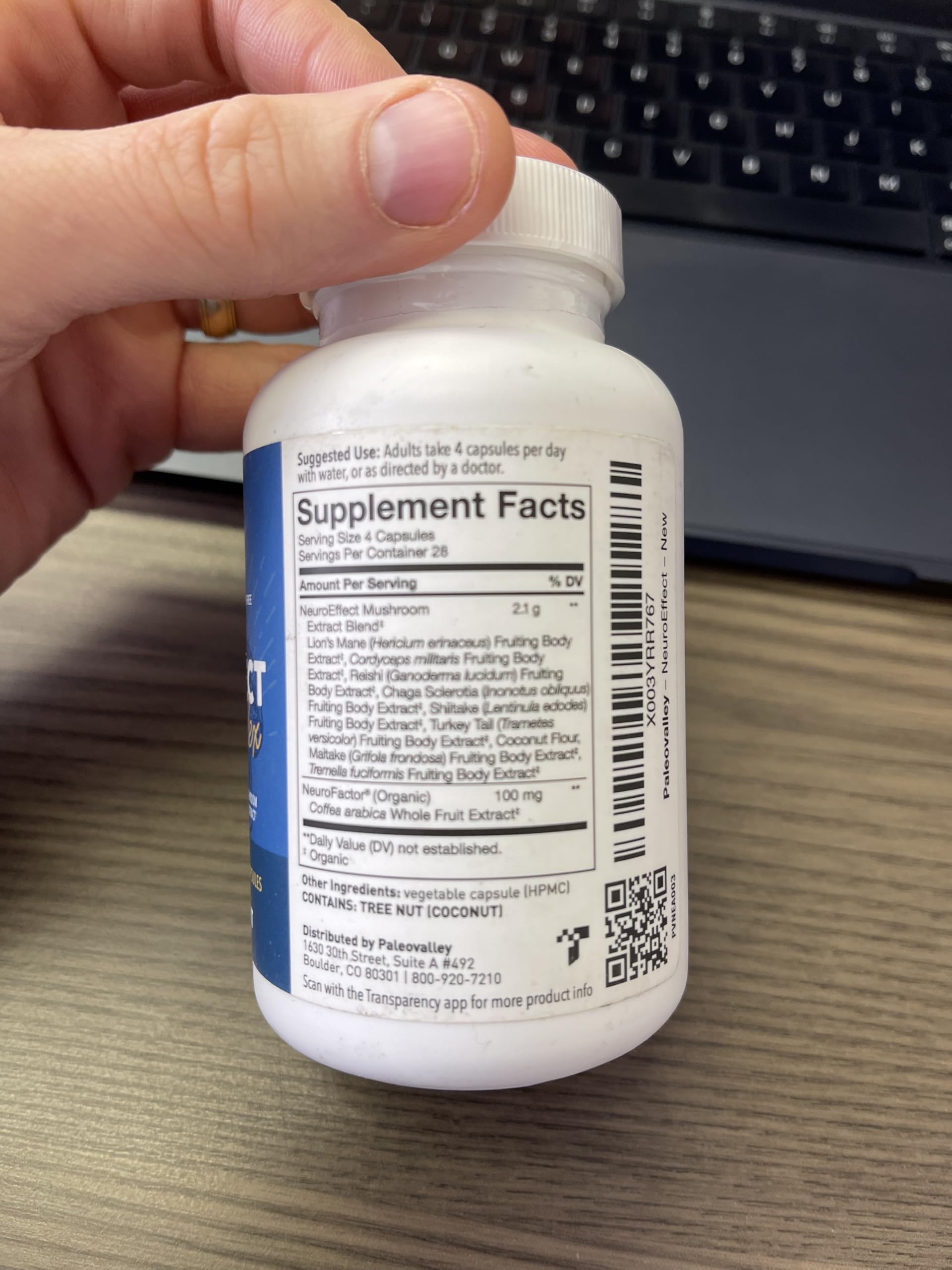 Paleovalley NeuroEffect - Neuro Mushroom Coffee Nutritional Supplement for Focus, Memory, and Energy Support - 28-Day Supply - 8 Full Spectrum Mushroom and Whole Coffee Fruit Extracts Paleovalley uk supplements