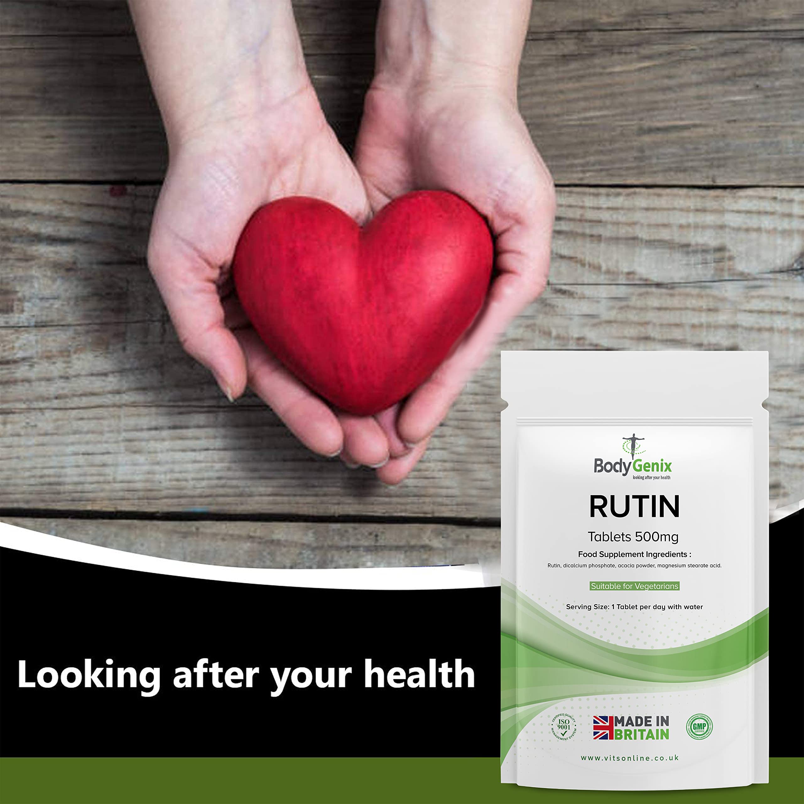 Bodygenix Rutin 500mg Tablets CAPILLARIES, VARICOSE Veins, Hemorrhoids Veg Friendly Bodygenix uk supplements