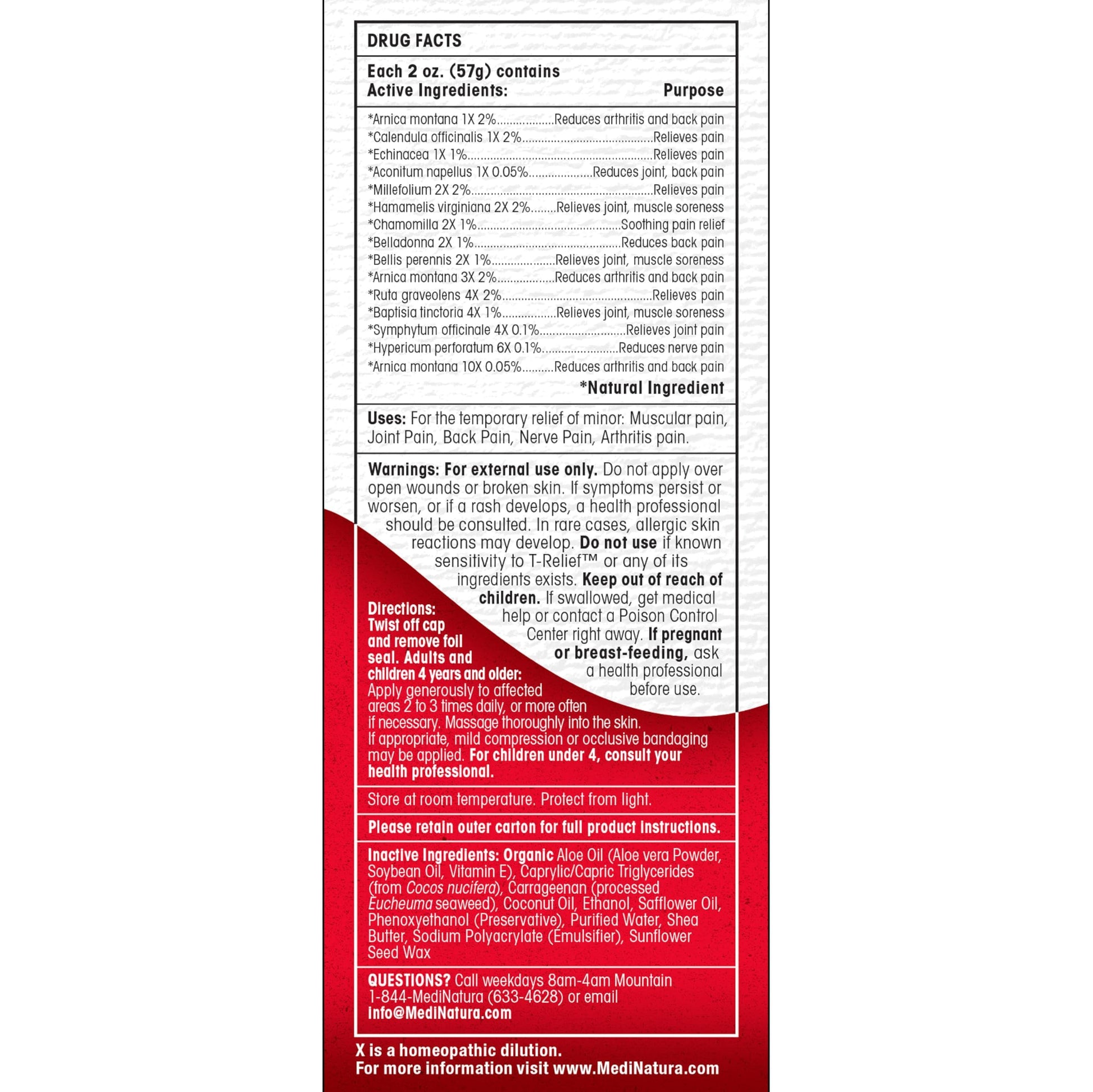 MediNatura T-Relief Extra Strength Discomfort Relief-Naturally-Soothing Cream That Supports Sore Joints-Stiffness & Body Ache Aid-Homeopathic Herbal Rub-Fast-Absorbing & Non-Sticky Lotion - 2 oz MediNatura uk supplements