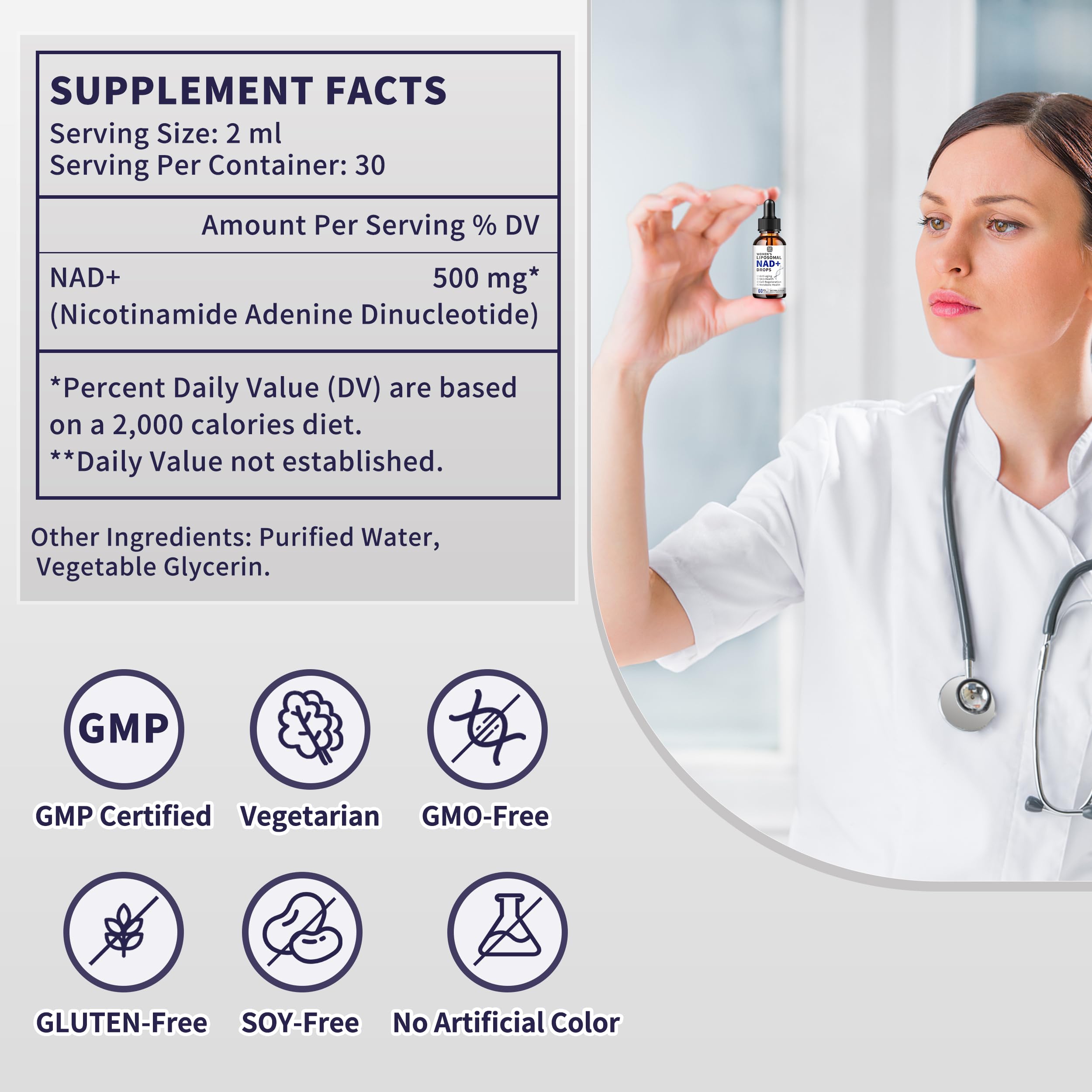 Women's NAD Liquid Supplement, Pure 500mg Liposomal NAD - Cell Regeneration，Energy Support, Vegan,Sugar Free，Additives Free Hudetex uk supplements