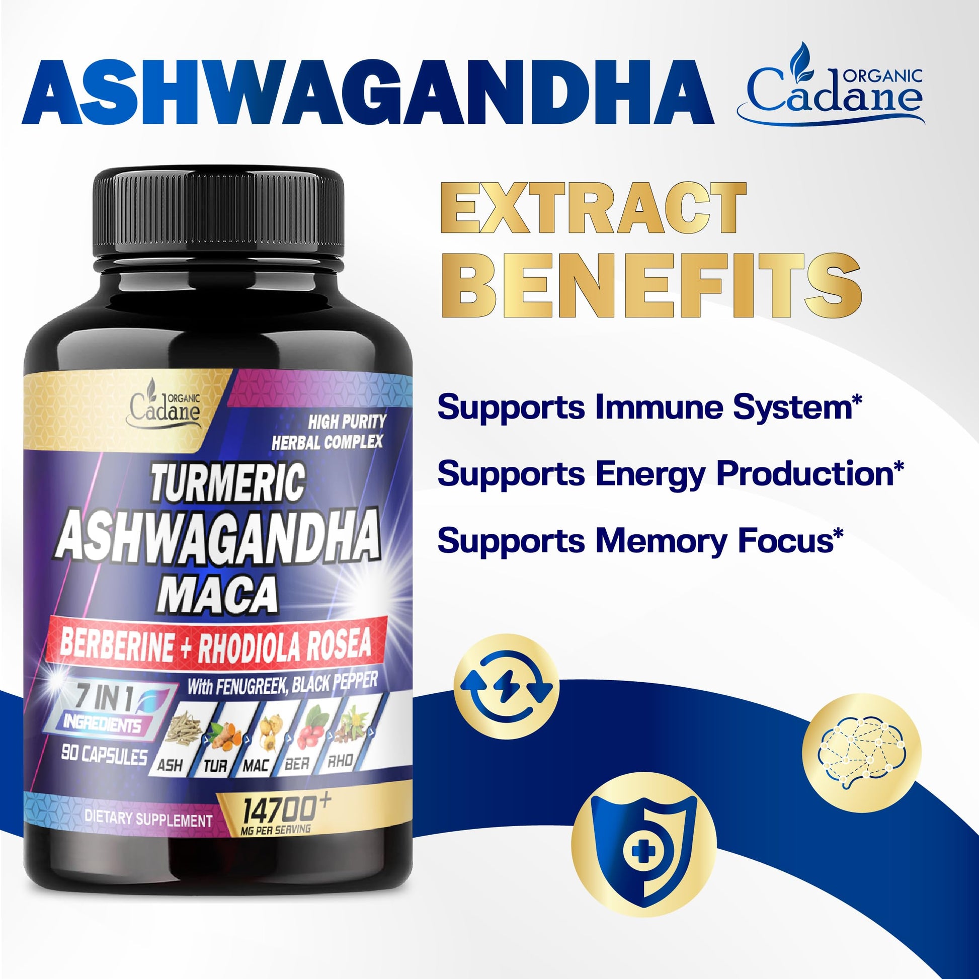 Ashwagandha Supplements 14700mg - Memory, Immune System & Strength Support Organic Cadane uk supplements