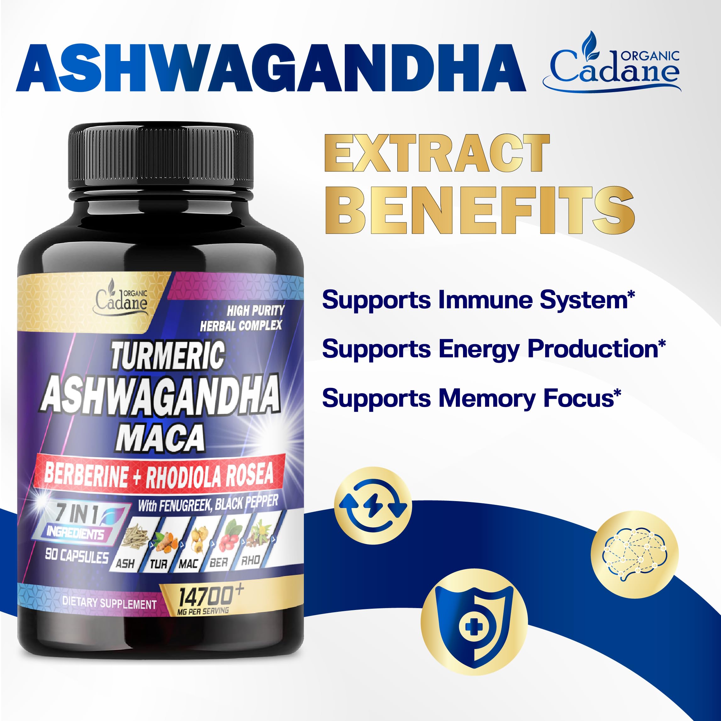 Ashwagandha Supplements 14700mg - Memory, Immune System & Strength Support Organic Cadane uk supplements