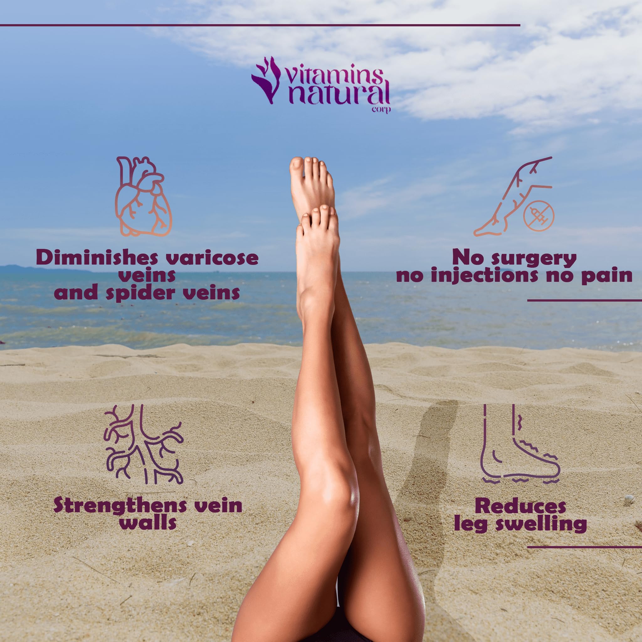 VITAMINS NATURAL CORP. CircuVeins Varicose Veins Support for Legs Capsules – Organic Vein Health Supplement with Horse Chestnut Grape Extract and Cayenne Pepper – 60 Capsules VITAMINS NATURAL CORP uk supplements