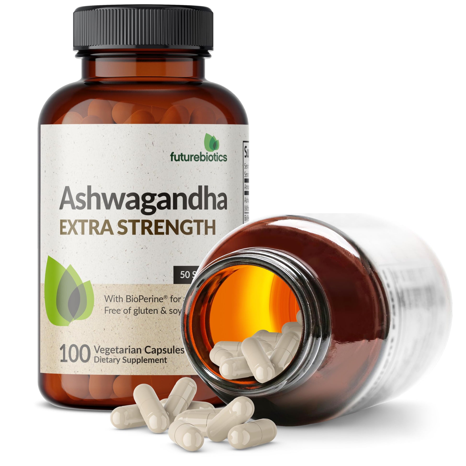 Futurebiotics Ashwagandha Extra Strength Stress & Mood Support with BioPerine - Non GMO Formula, 100 Vegetarian Capsules Futurebiotics uk supplements