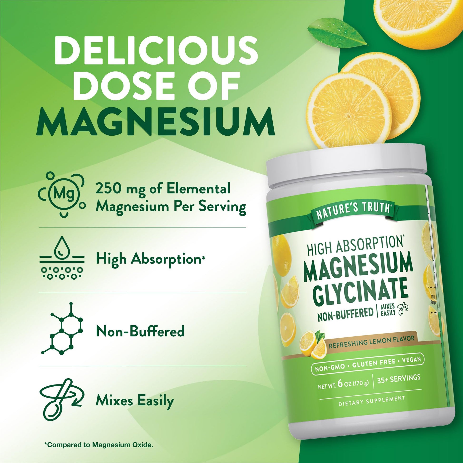 Nature's Truth Magnesium Glycinate Powder | 6 oz | Lemon Flavor | High Absorption | Vegan, Non-GMO, Gluten Free Supplement Nature's Truth uk supplements
