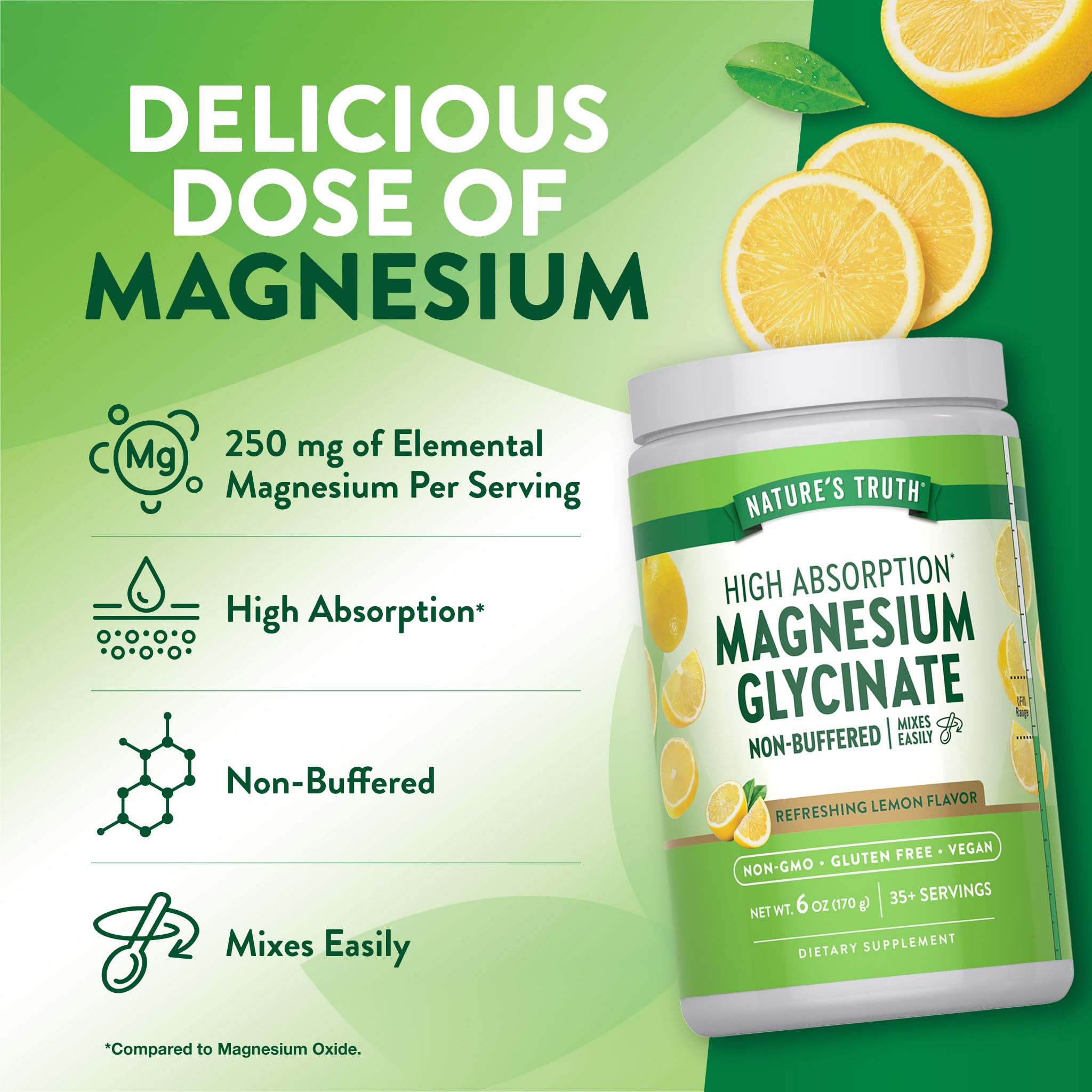 Nature's Truth Magnesium Glycinate Powder | 6 oz | Lemon Flavor | High Absorption | Vegan, Non-GMO, Gluten Free Supplement Nature's Truth uk supplements
