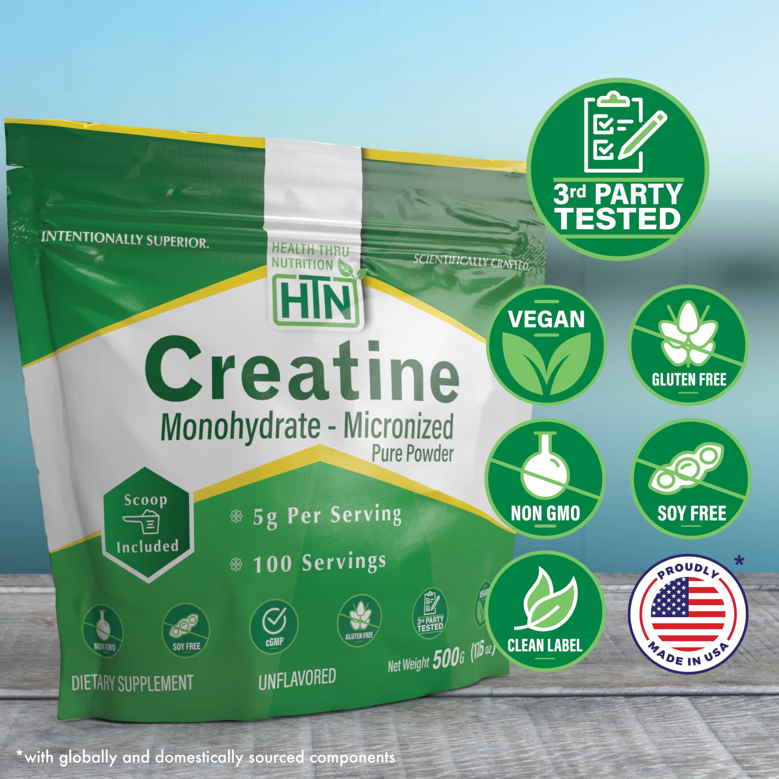 Health Thru Nutrition Creatine Monohydrate Micronized Powder – 500g Pure Unflavored – 5g Per Scoop – Workout Support, Muscle Fuel and Recovery Bulk Supplement | Non-GMO, Vegan Health Thru Nutrition uk supplements