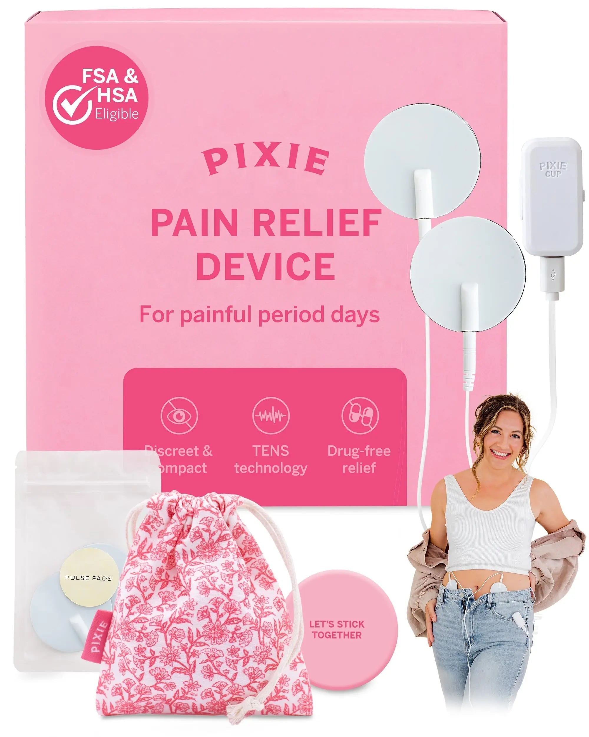 Pixie Period Pain Relief Device - Best PMS Relief Simulator with TENS Technology - Thinnest Wearable Tens Unit - Unnoticeable Under Clothes - Menstrual Cramp Comfort for Feminine Care Pixie Cup uk supplements