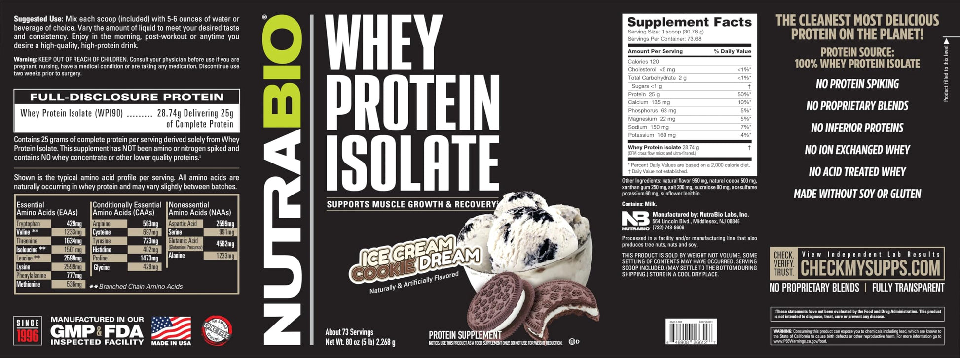 NutraBio Whey Protein Isolate Supplement – 25g of Protein Per Scoop with Complete NutraBio uk supplements